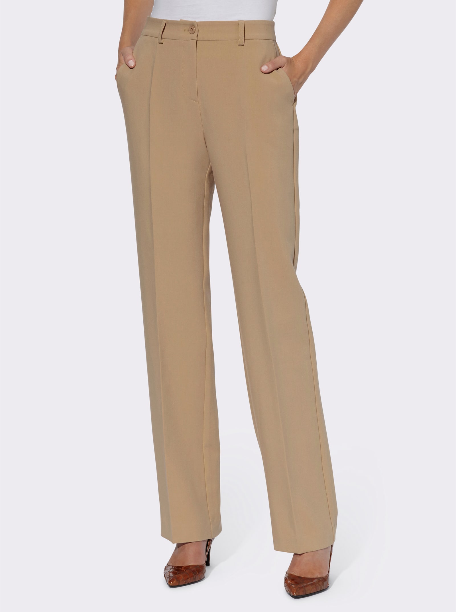 heine Bügelfaltenhose mit figurfreundlichen Bügelfalten - camel
