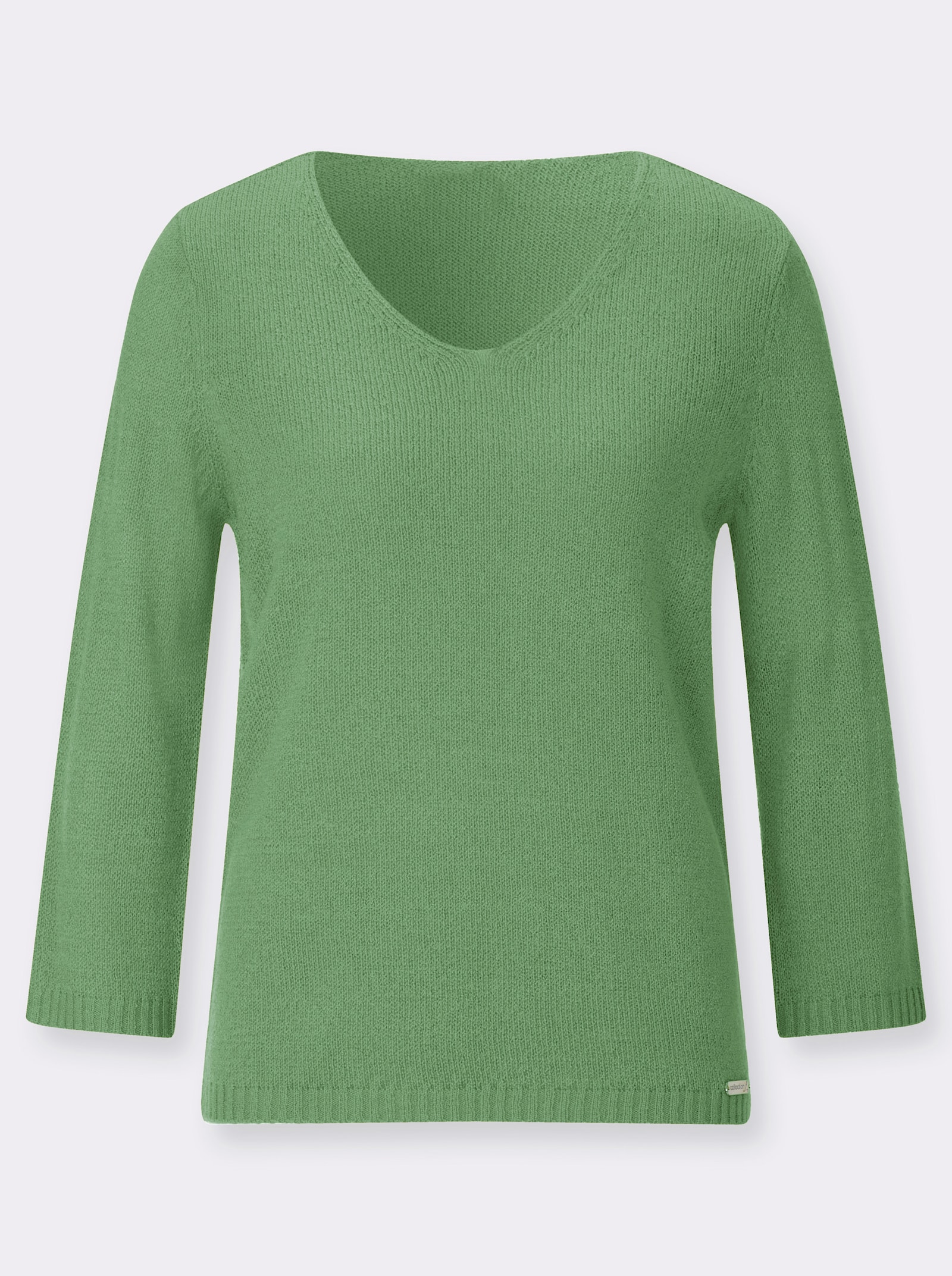 V-Ausschnitt-Pullover mit gerippten Abschlüssen - apfel