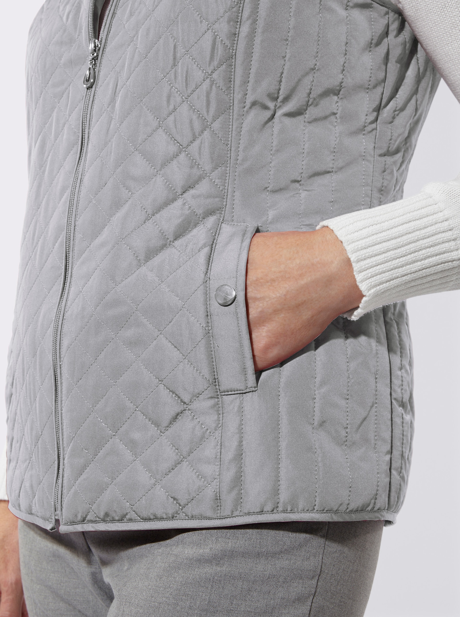 Steppweste mit 2 Taschen - steingrau
