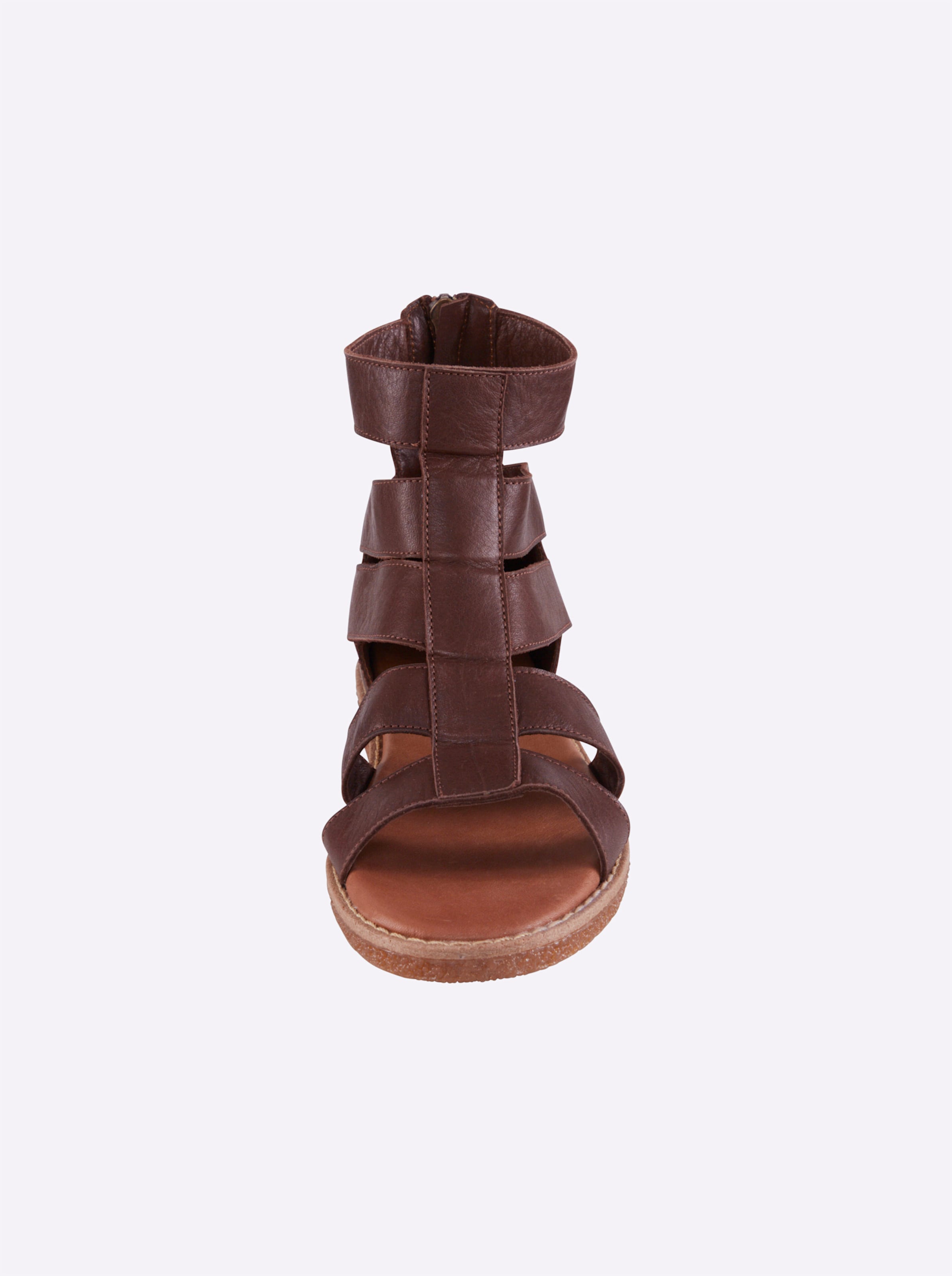 Sohle Leder  günstig Kaufen-Sandale in braun von Andrea Conti. Sandale in braun von Andrea Conti <![CDATA[Sandale Up-to-date mit breiten Riemen und Reißverschluss hinten. Aus weichem Rind-Nappaleder. Futter und Innensohle: Leder. Absatzhöhe ca. 20 mm.]]>. 
