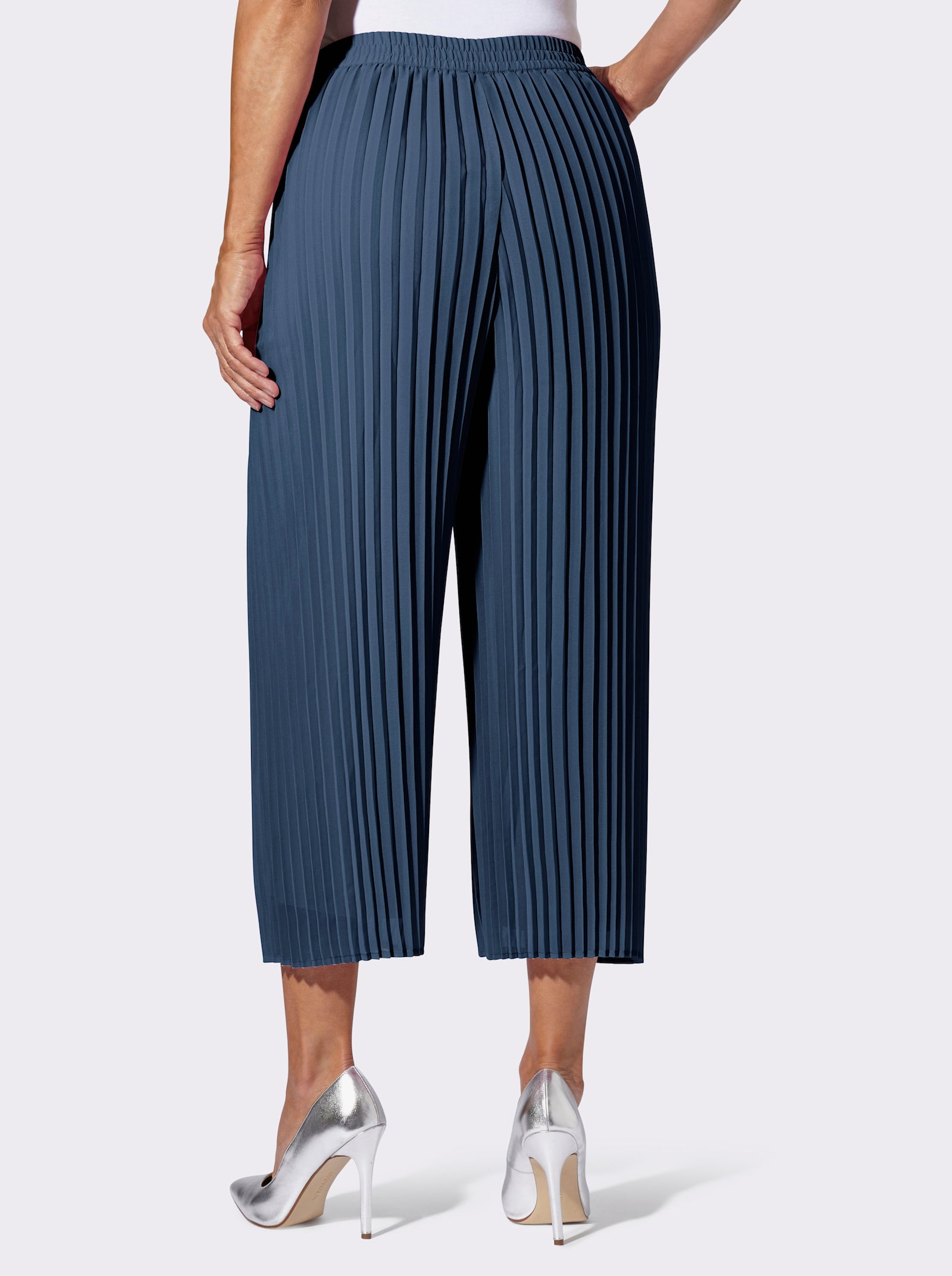 Marlene-broek van plissé - donkerblauw