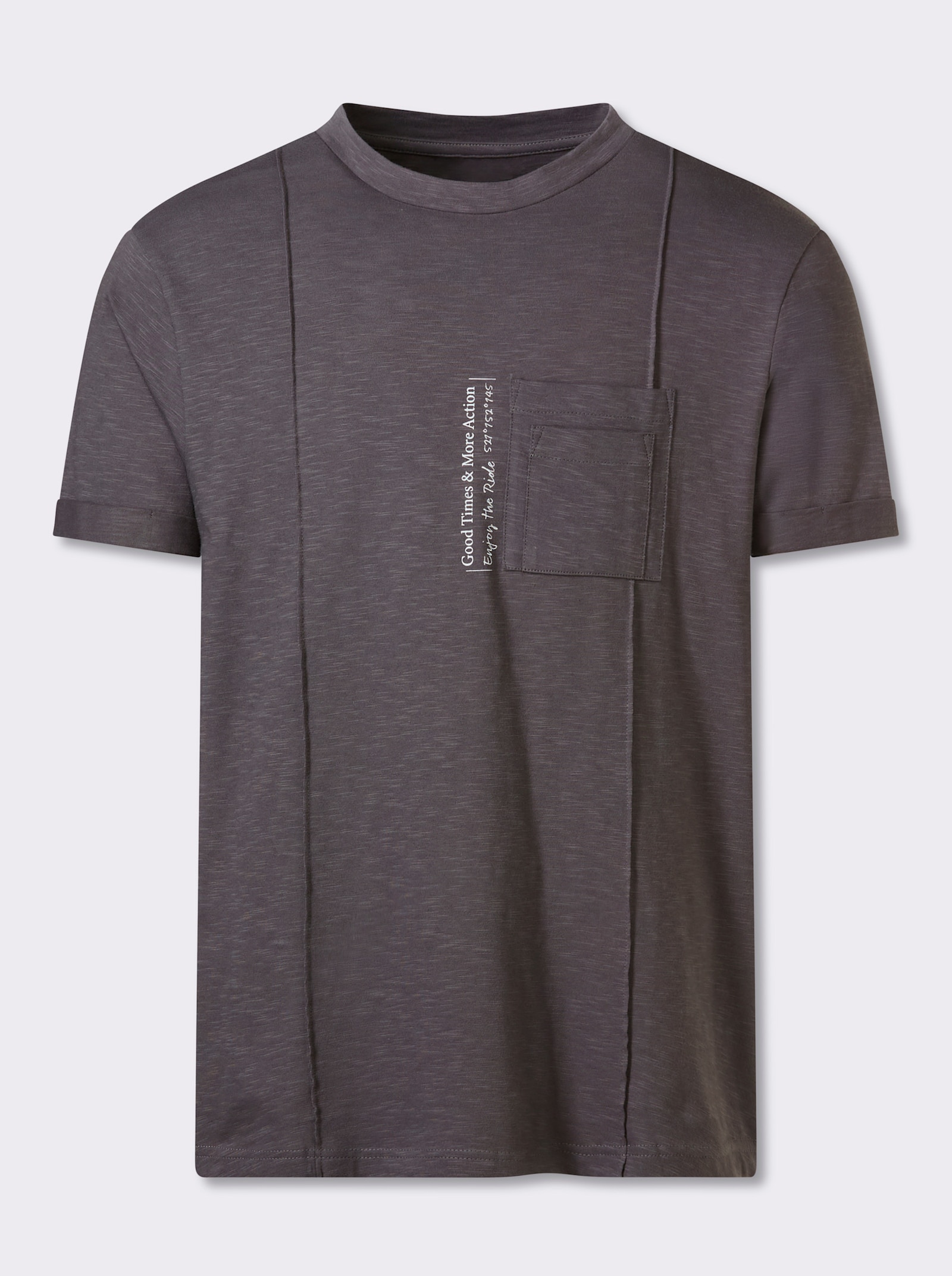 Marco Donati Kurzarmshirt mit Verzierung, kontrastfarben - anthrazit