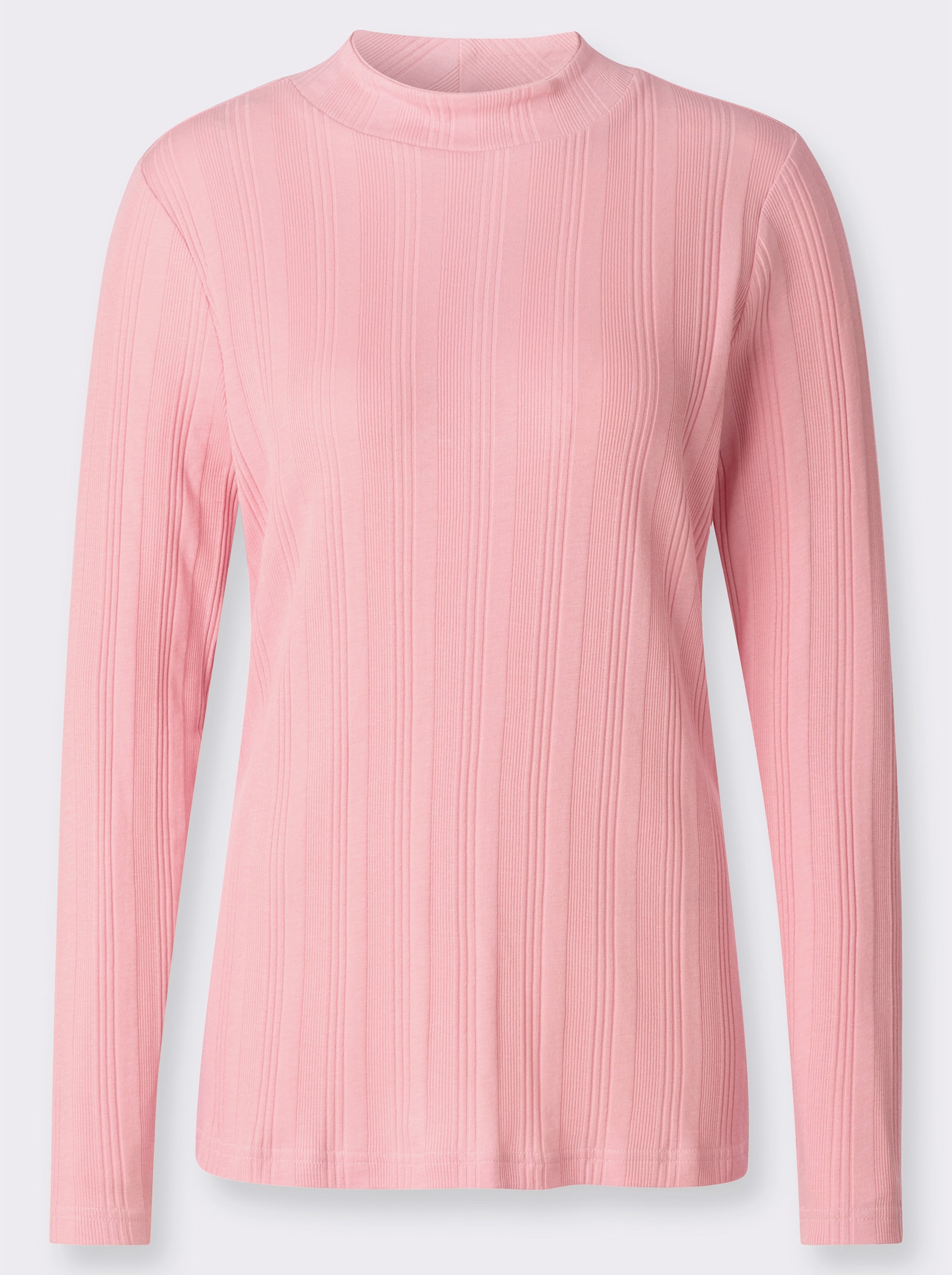 Rippshirt mit Stehkragen - hortensie