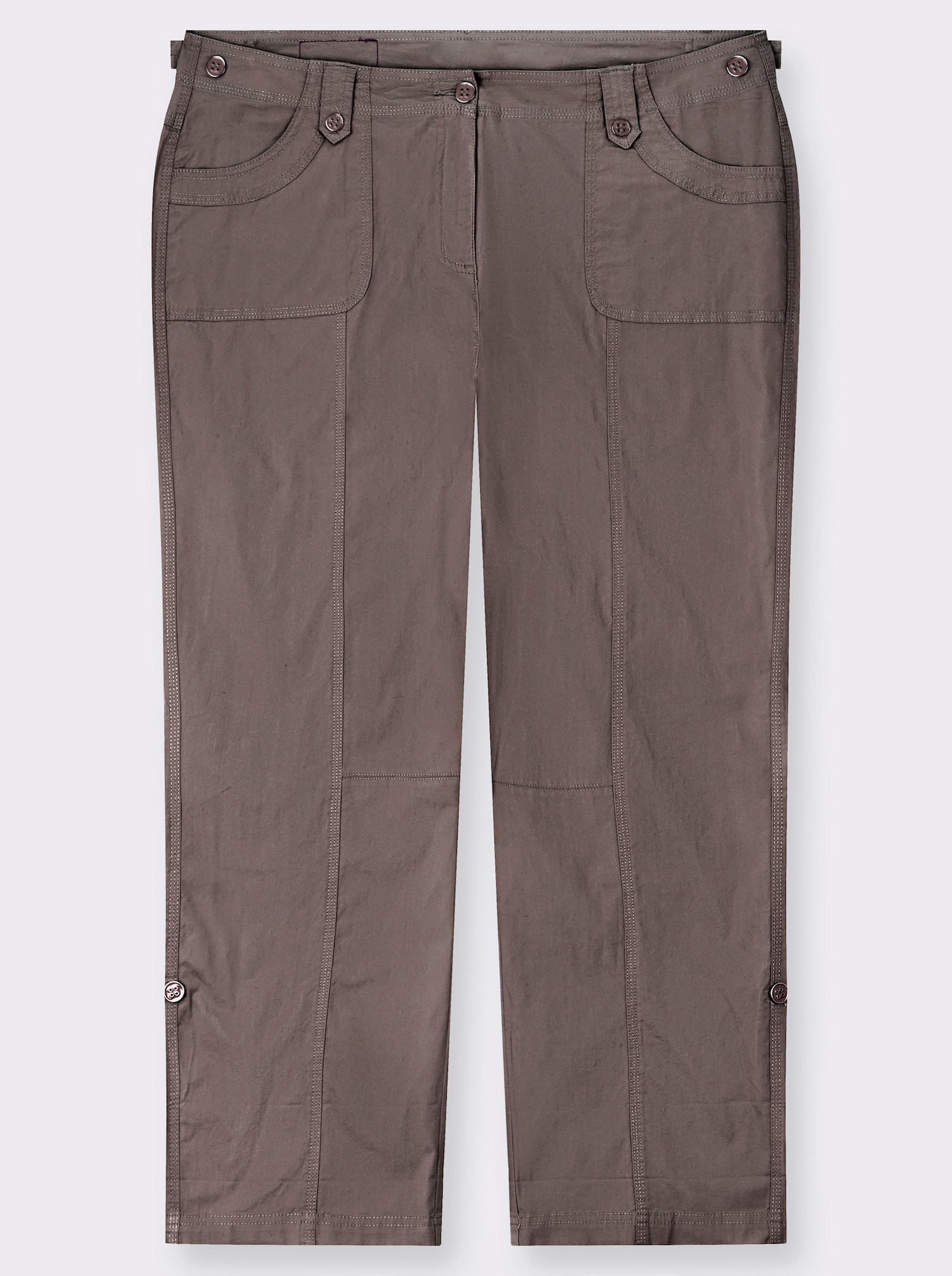Baumwollhose mit krempelbaren Beinen - dunkeltaupe