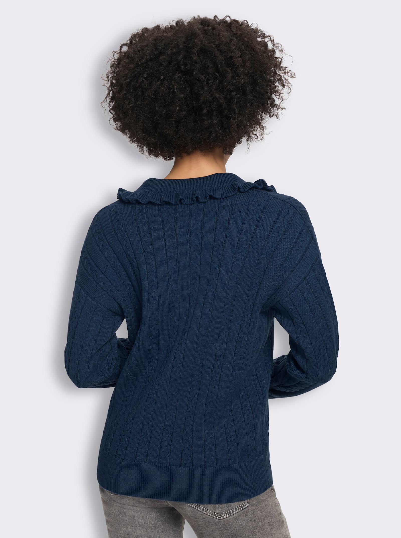 heine Langarm-Pullover mit Zopfmuster - dunkelblau
