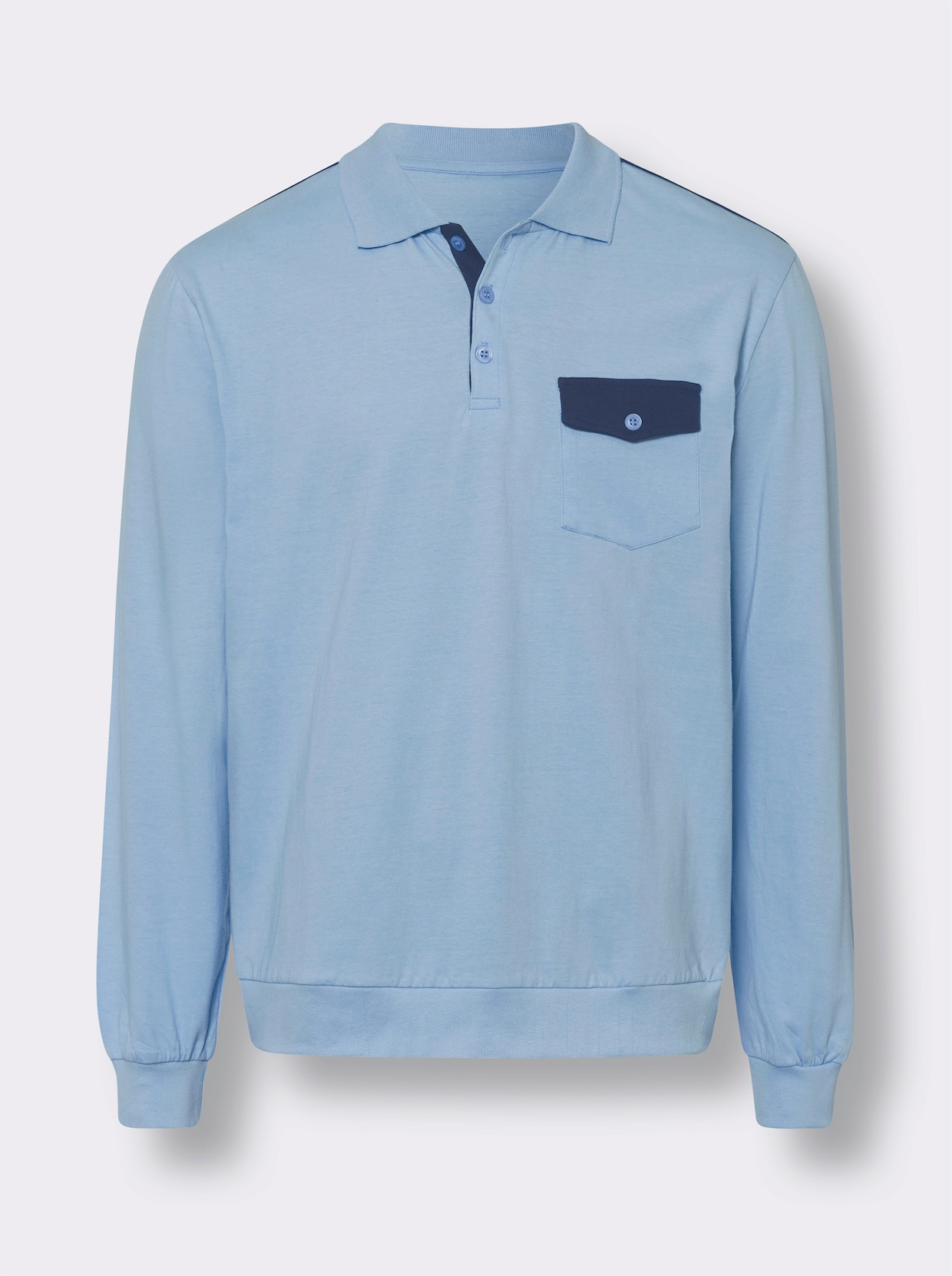 Poloshirt met lange mouwen - ijsblauw