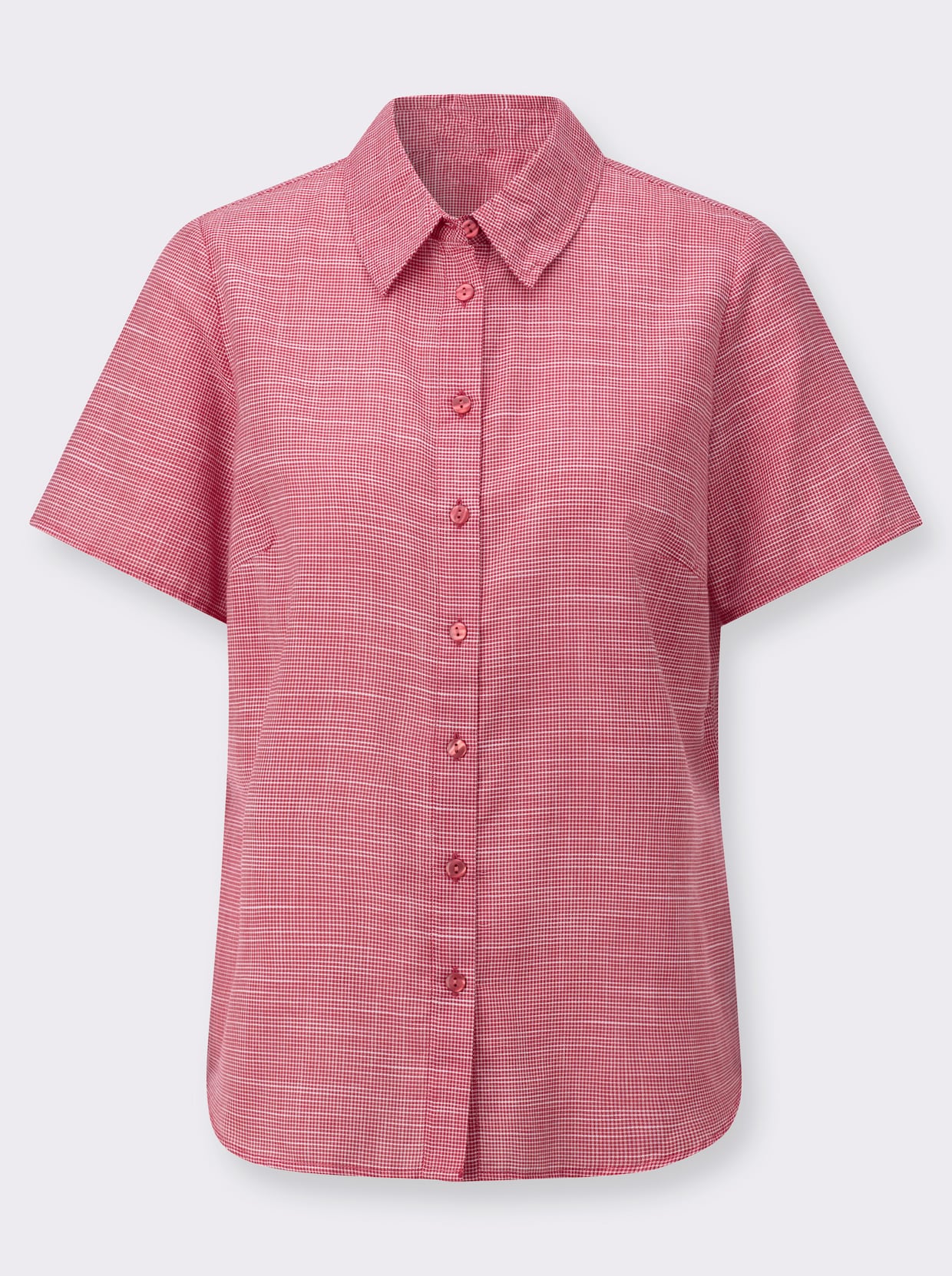 Kurzarm-Bluse - erdbeere-weiß-gemustert
