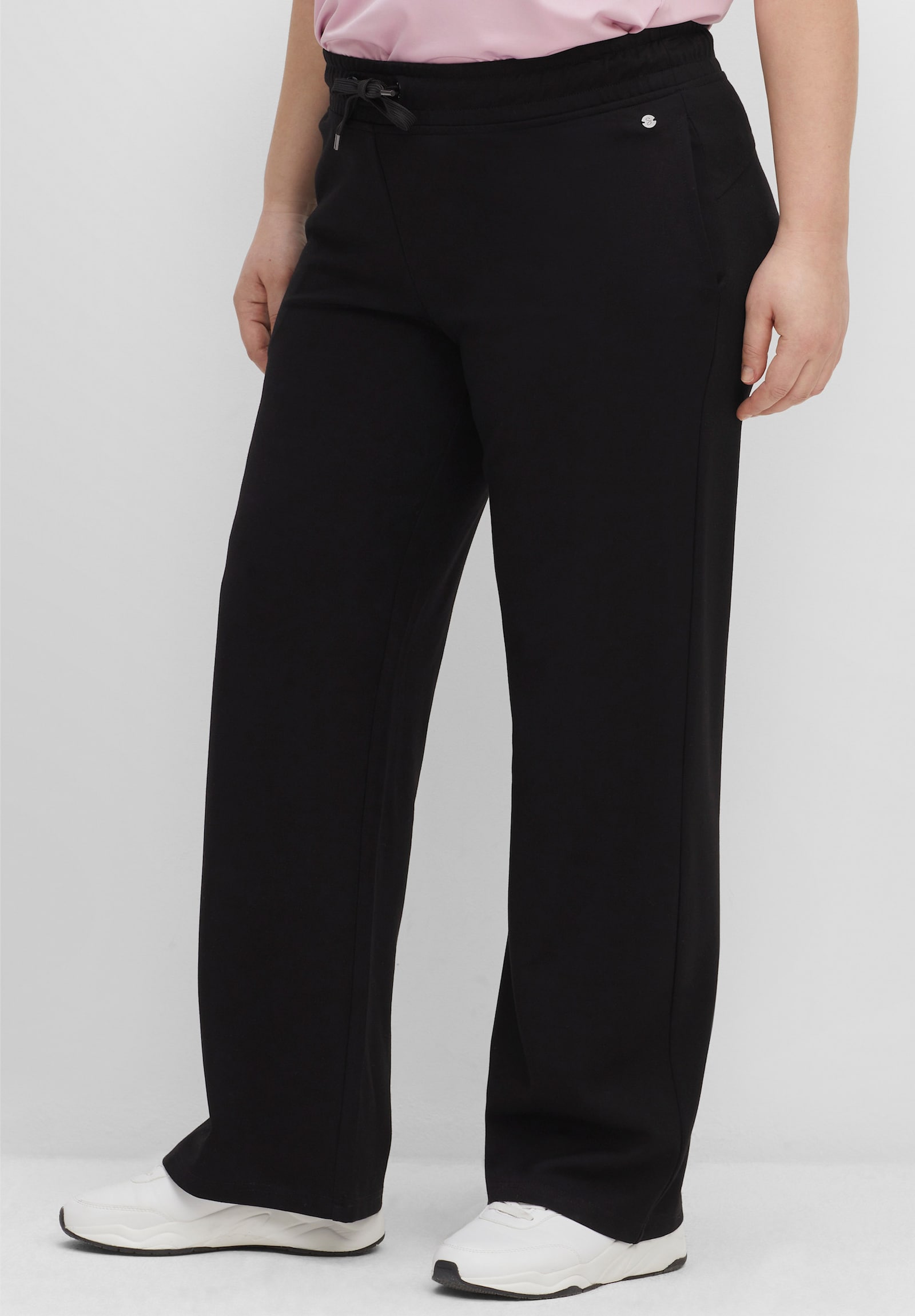 sheego Sportbroek in wijd model - zwart