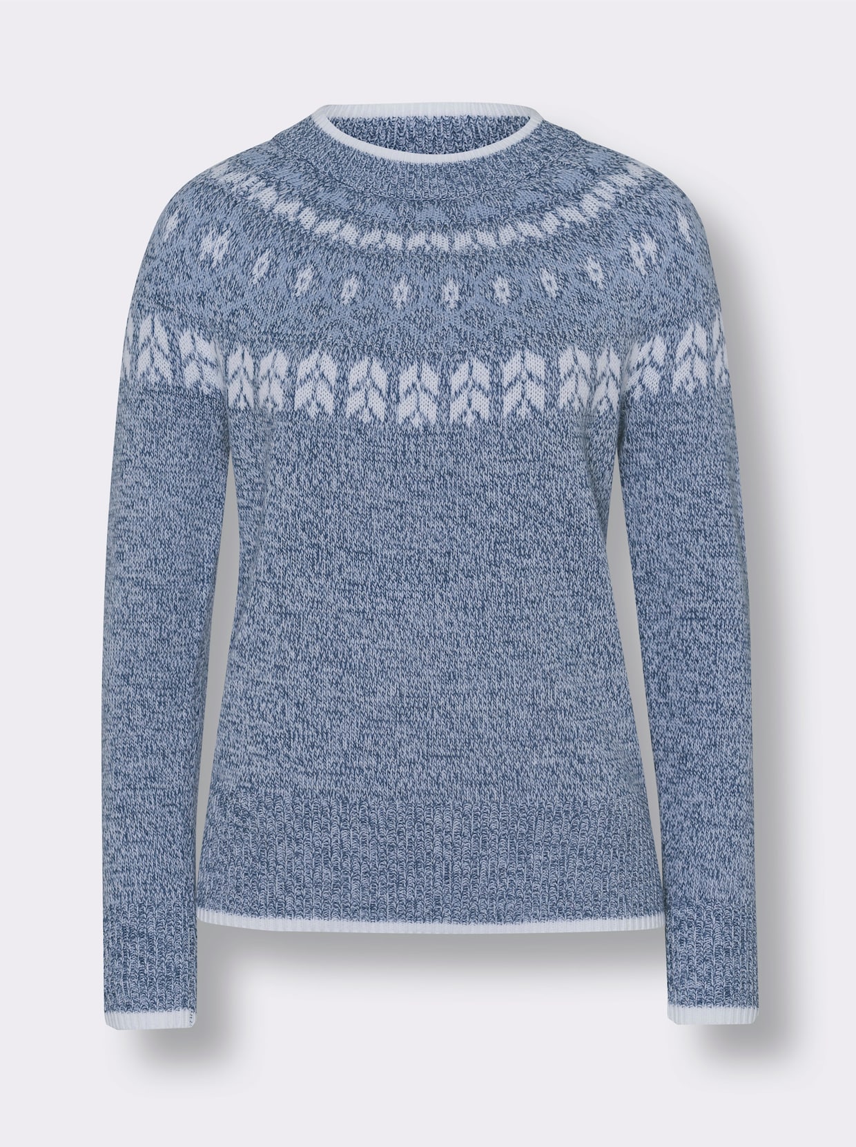 Noorse trui van jacquard - jeansblauw/bleu gemêleerd