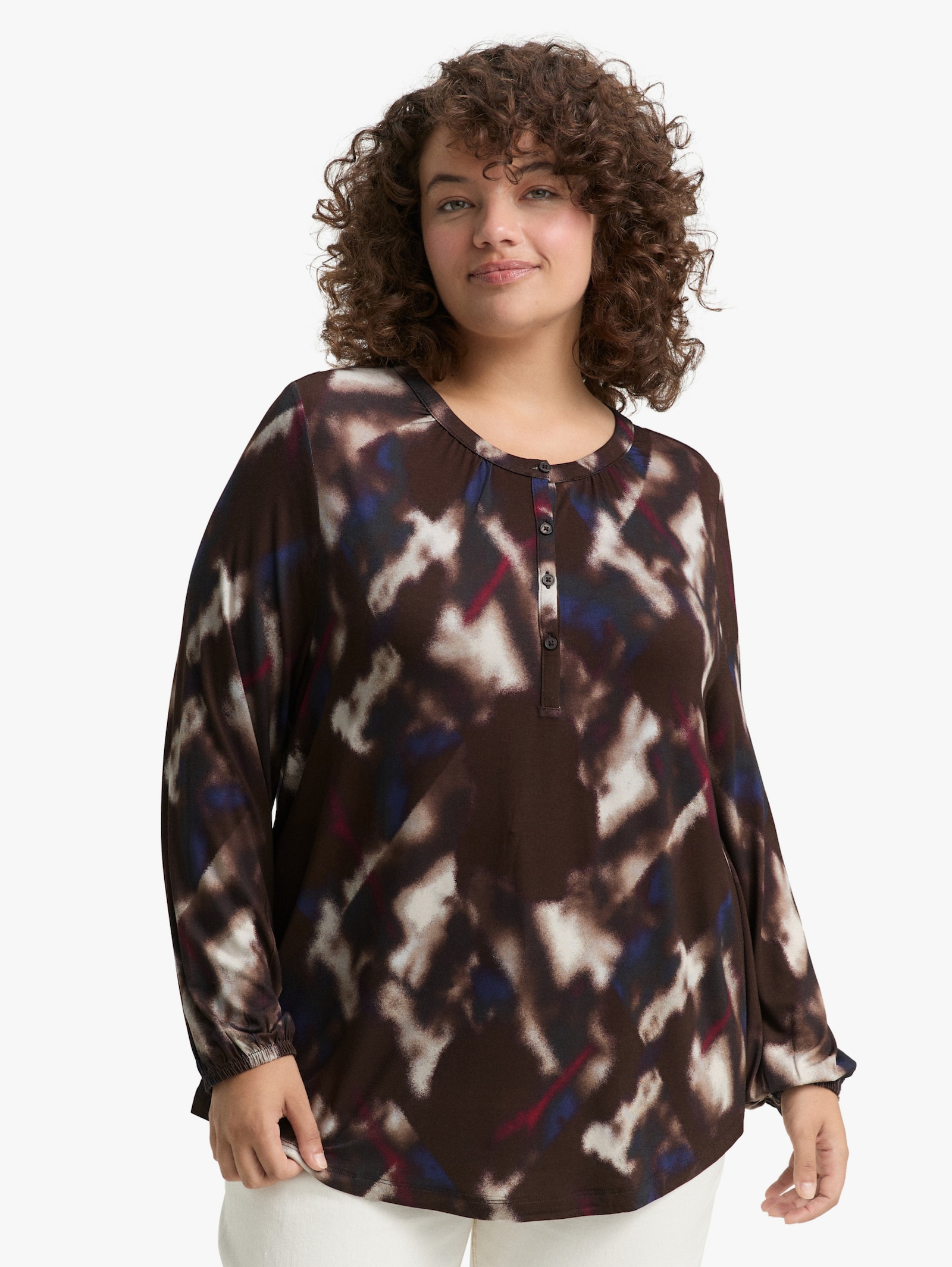 Langarmshirt - brown blurry argyle