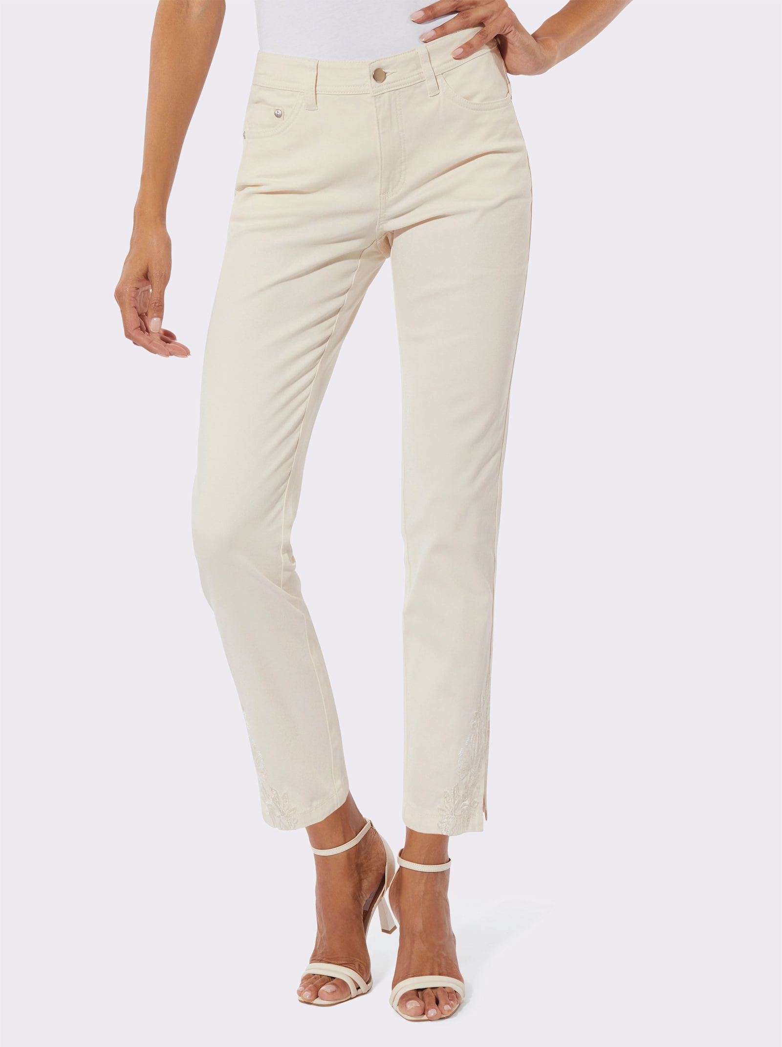 Jean 7/8 en coton extensible - couleur ivoire