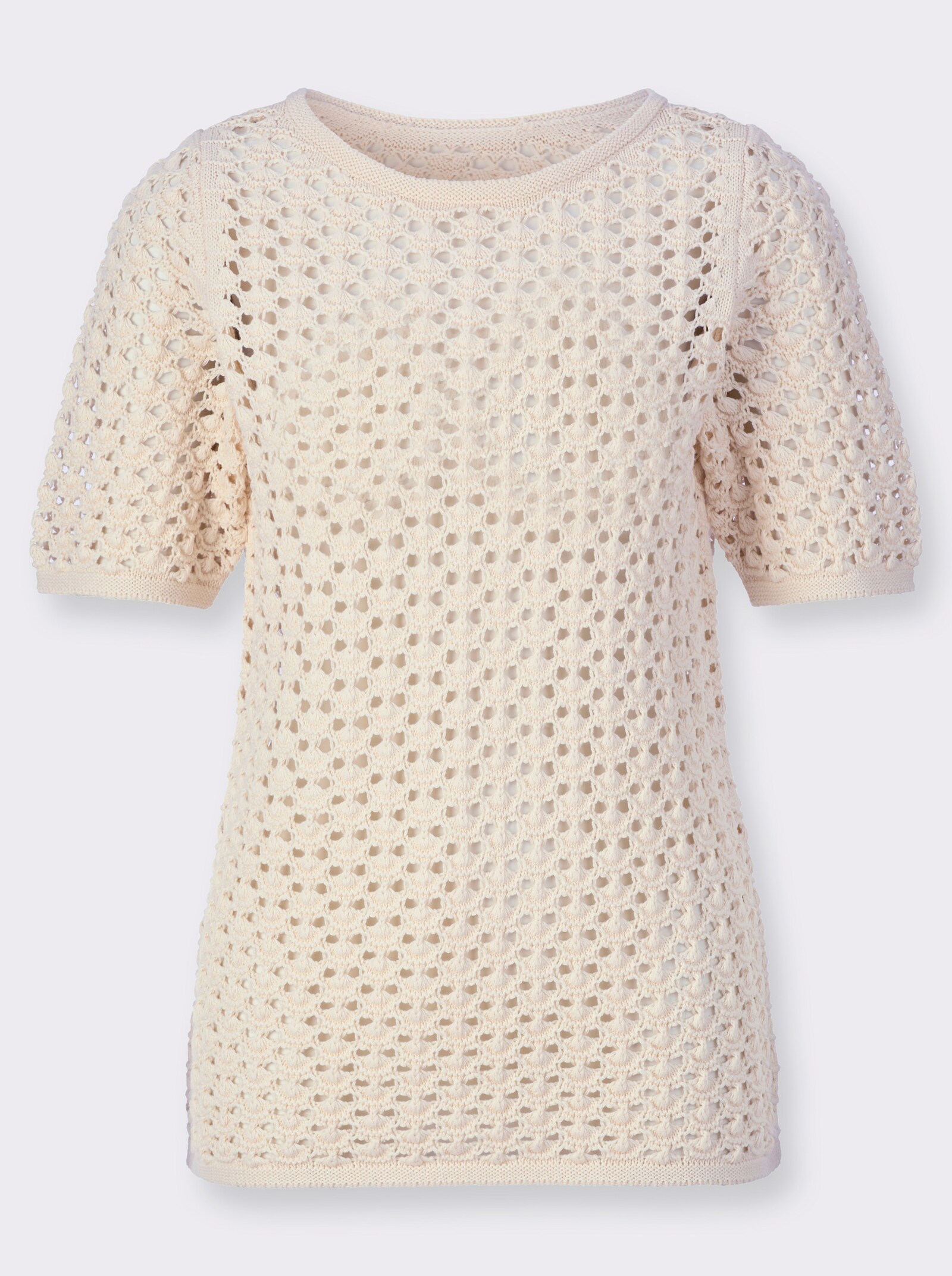 Ajourpullover aus reiner Baumwolle - champagner