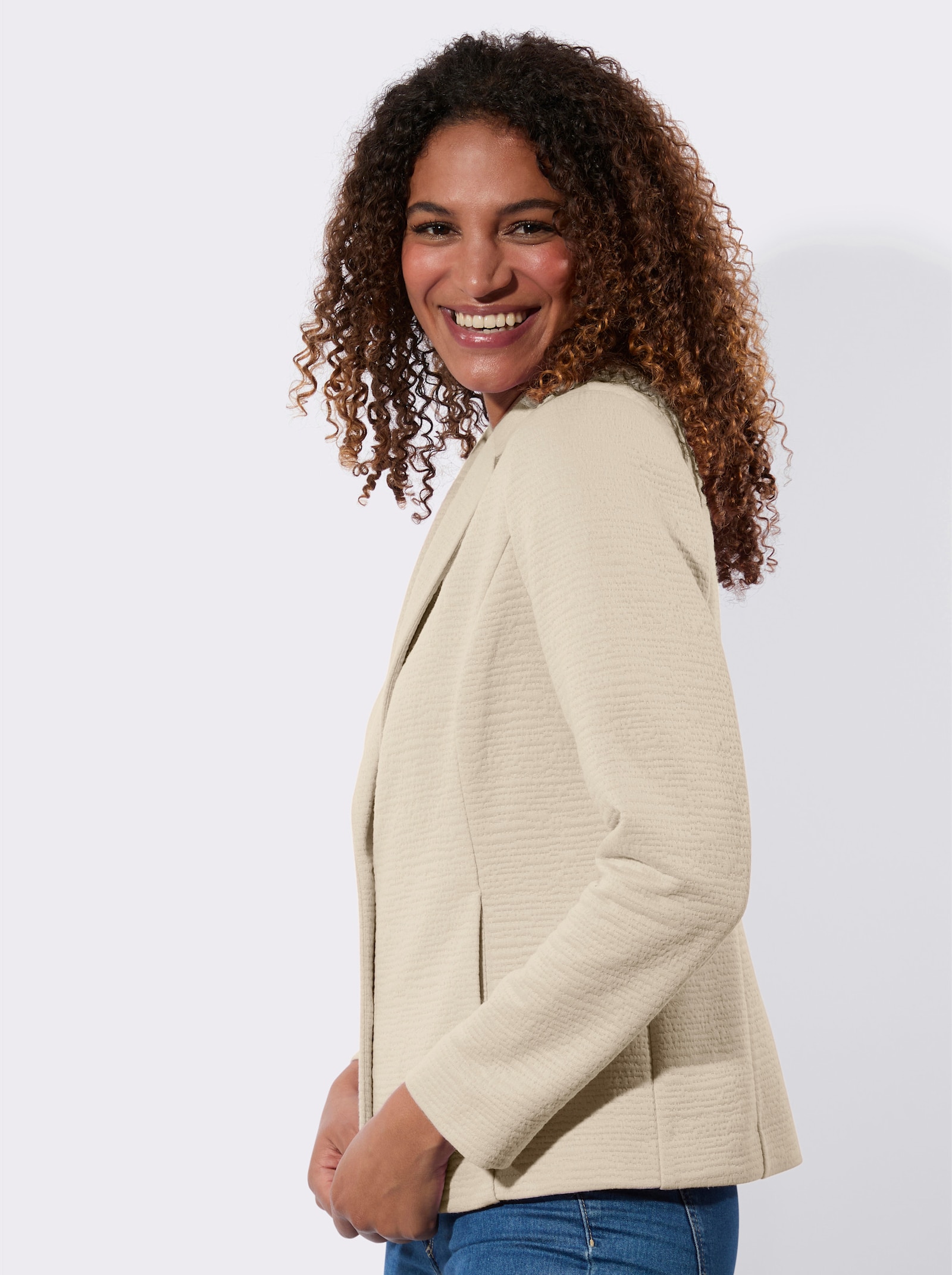 Džersej. blejzer z interlocku - slonovinová