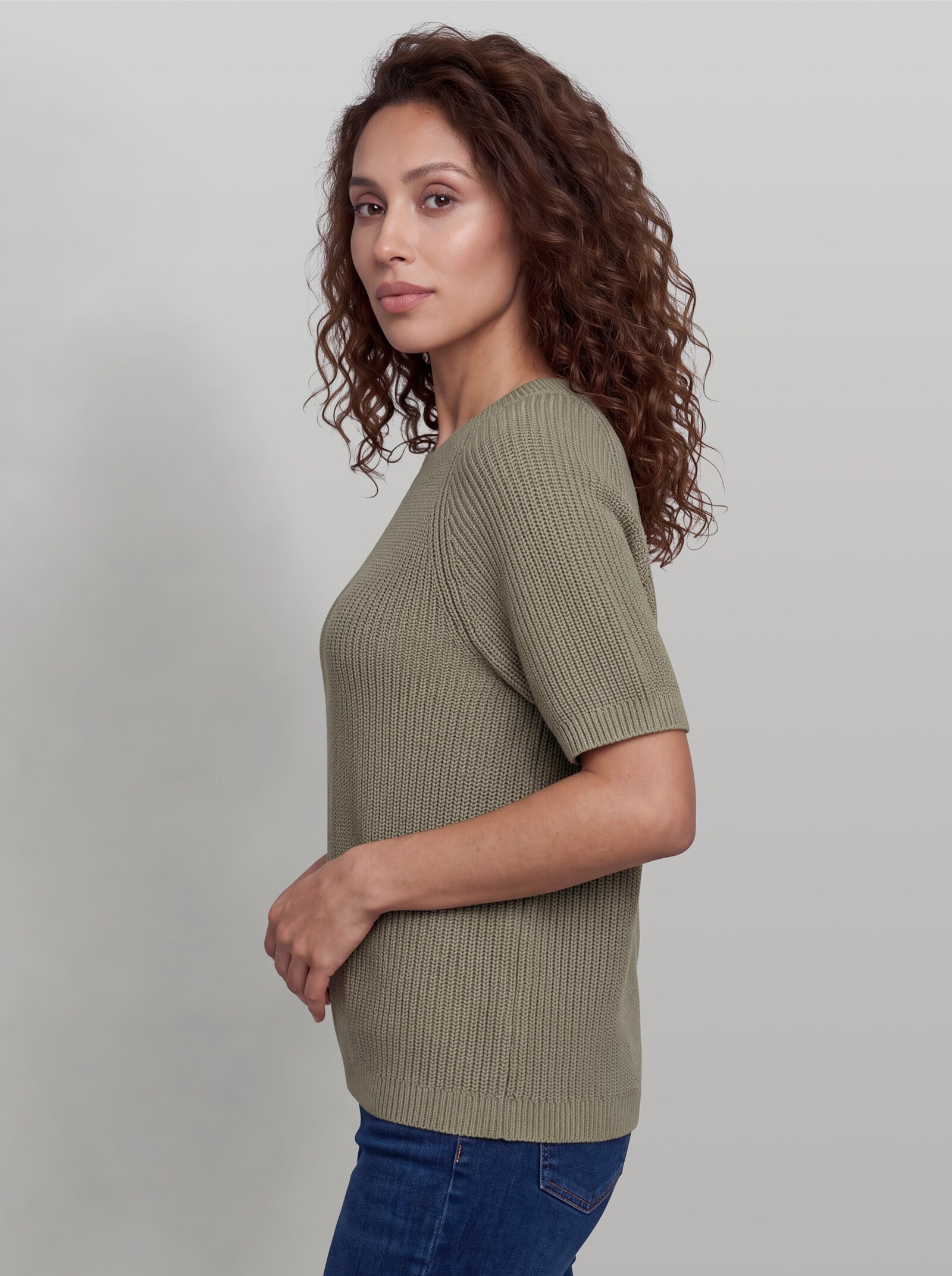 heine Baumwollpullover mit Bündchen - schlamm