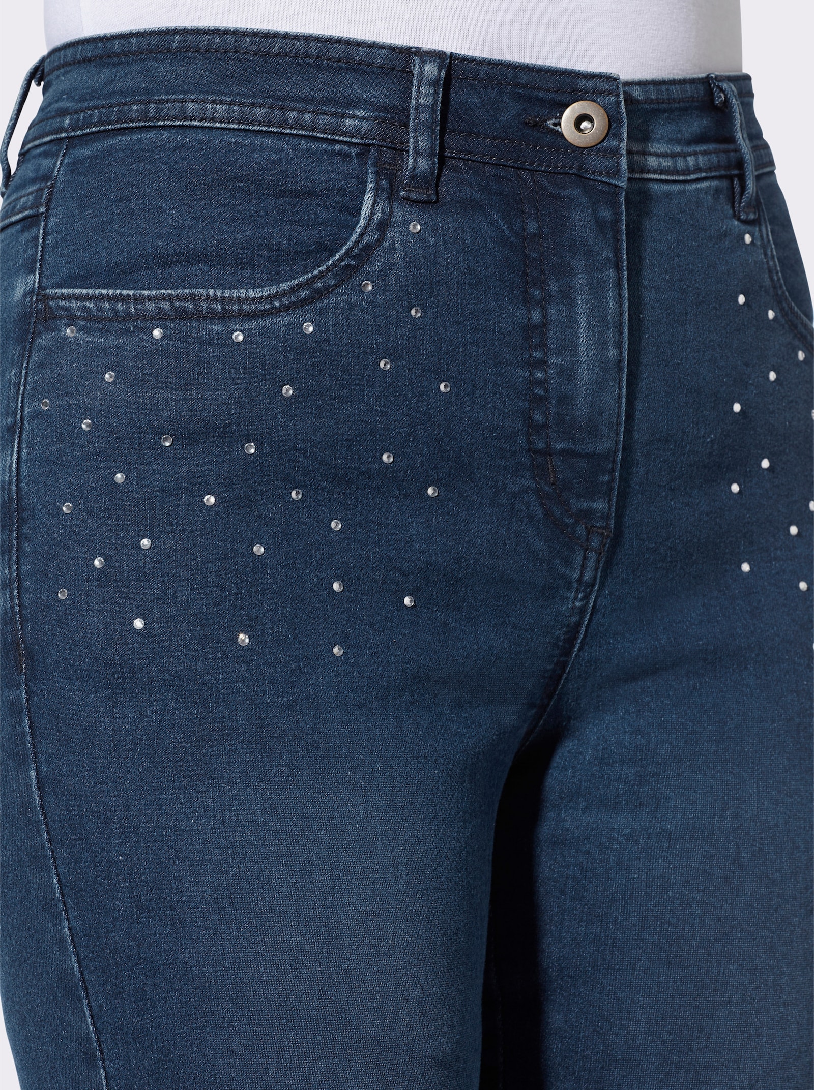 Jeans met glittersteentjes - blue-stonewashed