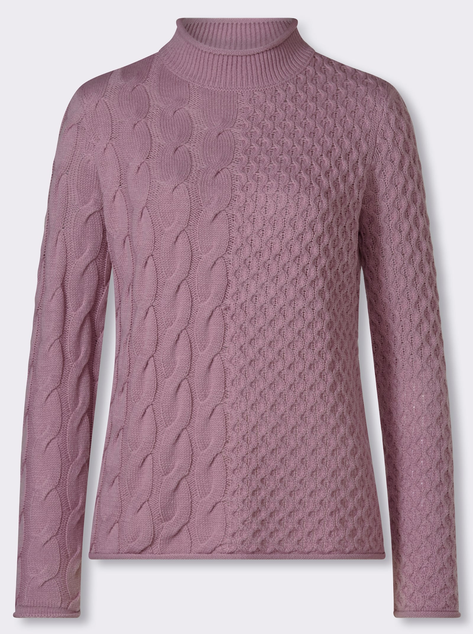 Stehkragenpullover mit Mustermix - mauve