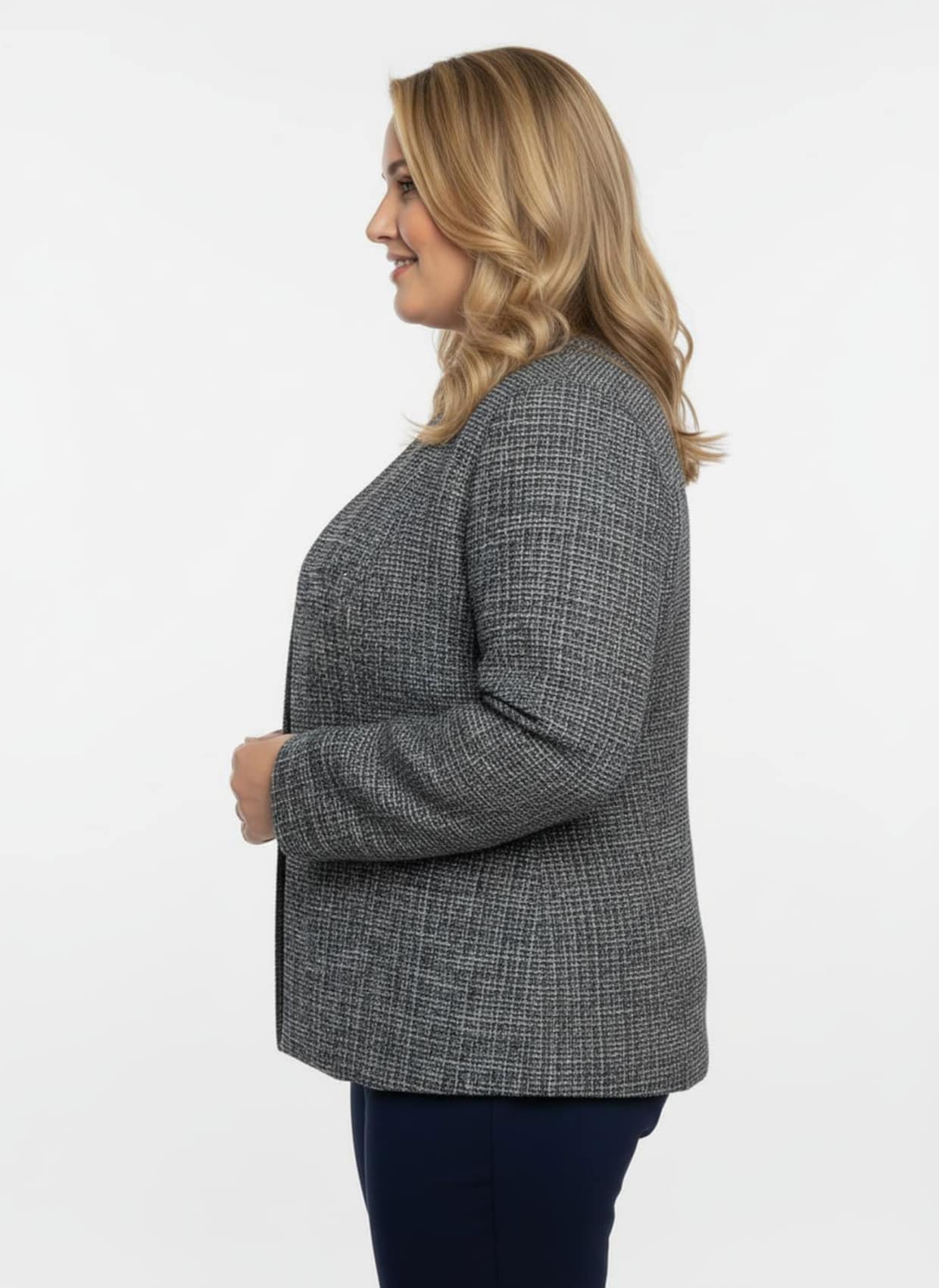 Bouclé-Blazer mit Effektgarn - marine-meliert