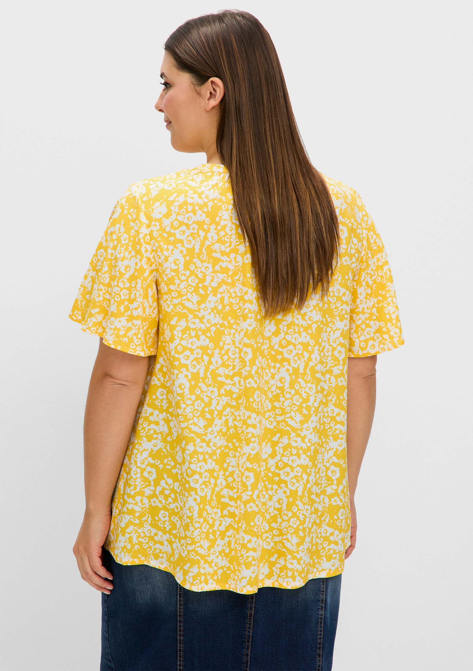 sheego Tunika mit Blütenprint - sonnengelb-gemustert