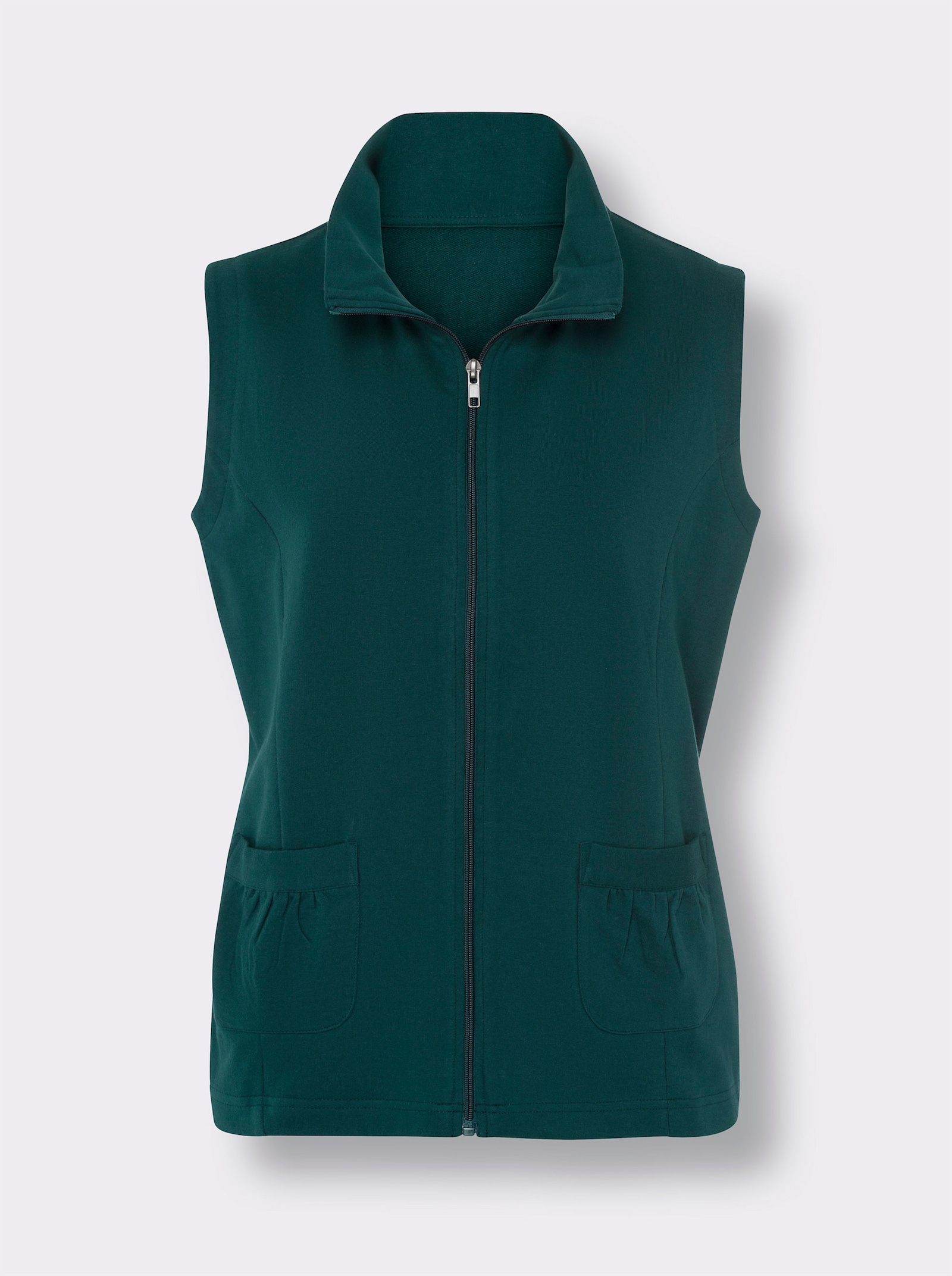 Mikinová vesta se zapínáním na zip - petrolejová