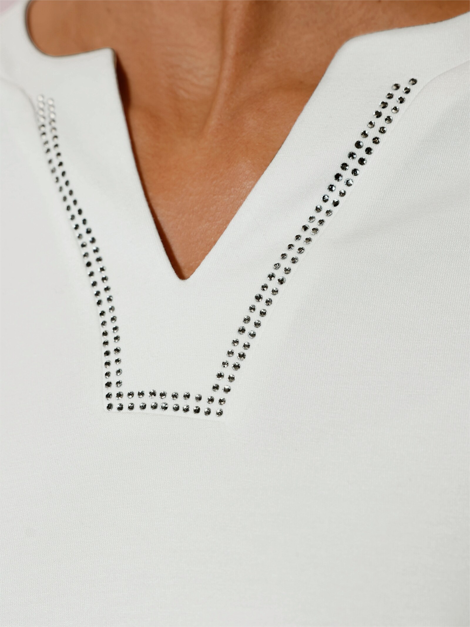 Sweatshirt mit seitlicher Raffung - ecru