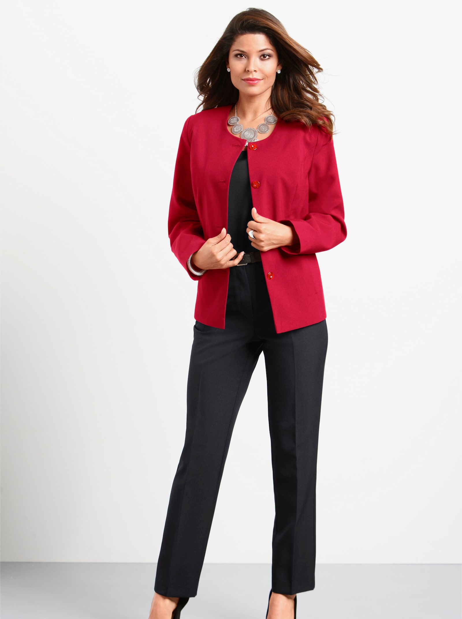 Bügelfaltenhose in Schlupfform - schwarz