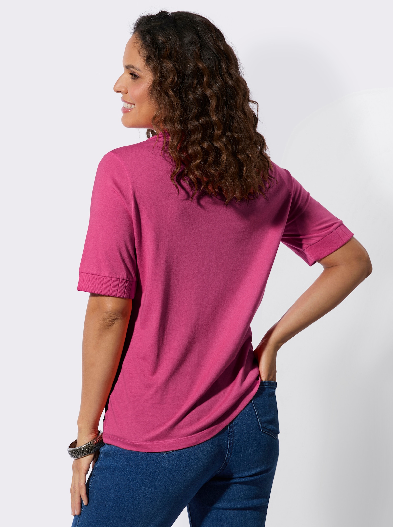 Poloshirt mit 2-in-1-Optik - fuchsia