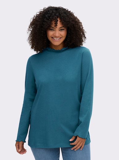 sheego Rollkragenshirt mit Baby-Lock-Nähten - topas