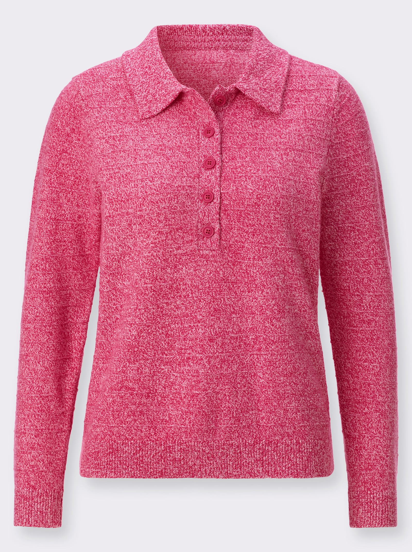 Polopullover in melierter Optik - pink-ecru-meliert