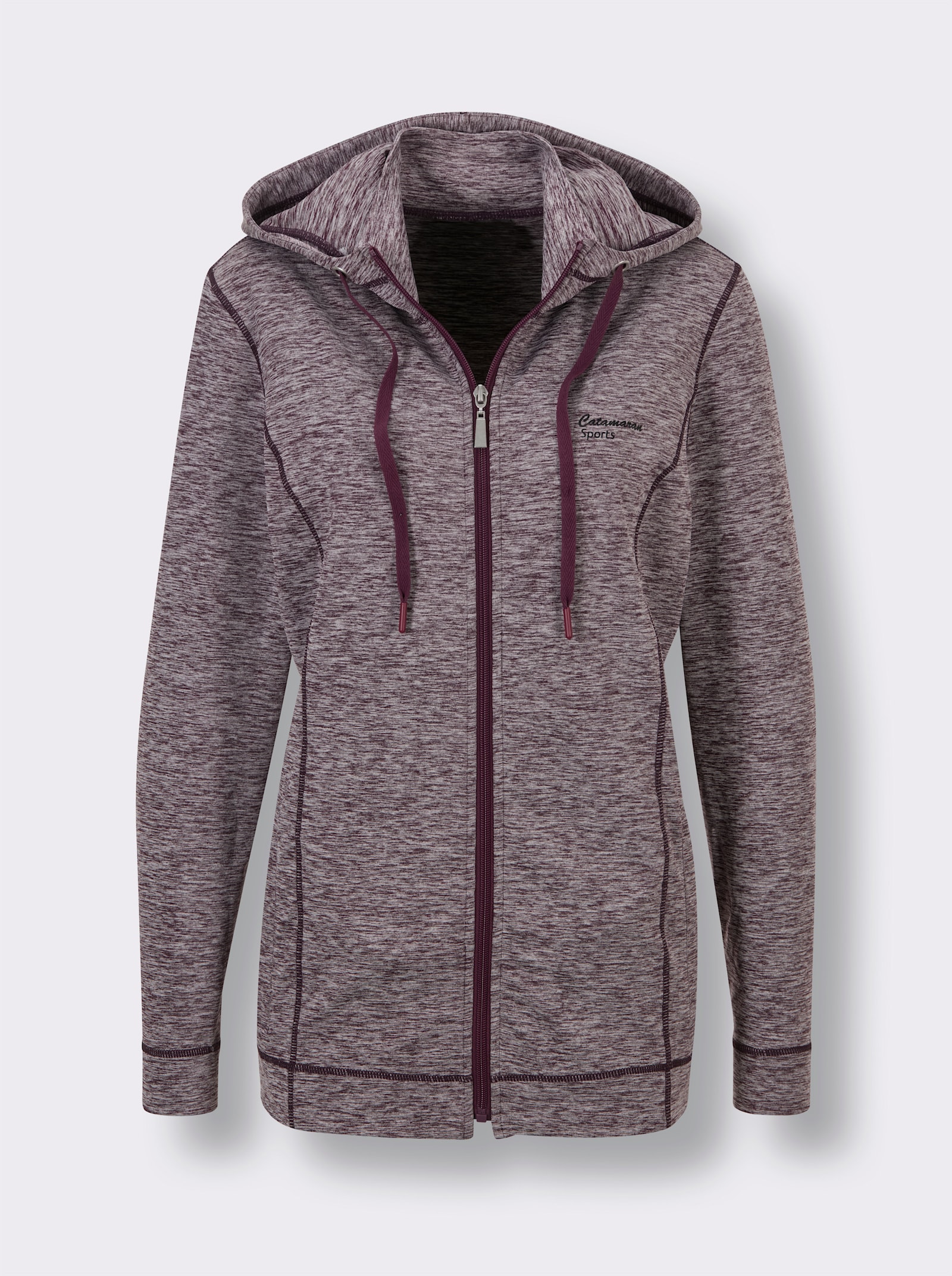 Catamaran Sports Shirtjacke mit weitenregulierbarer Kapuze - burgund-meliert