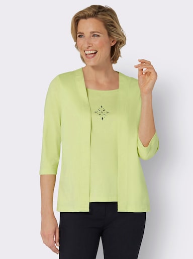 2-in-1-Shirt mit Einsatz vorne - pistazie