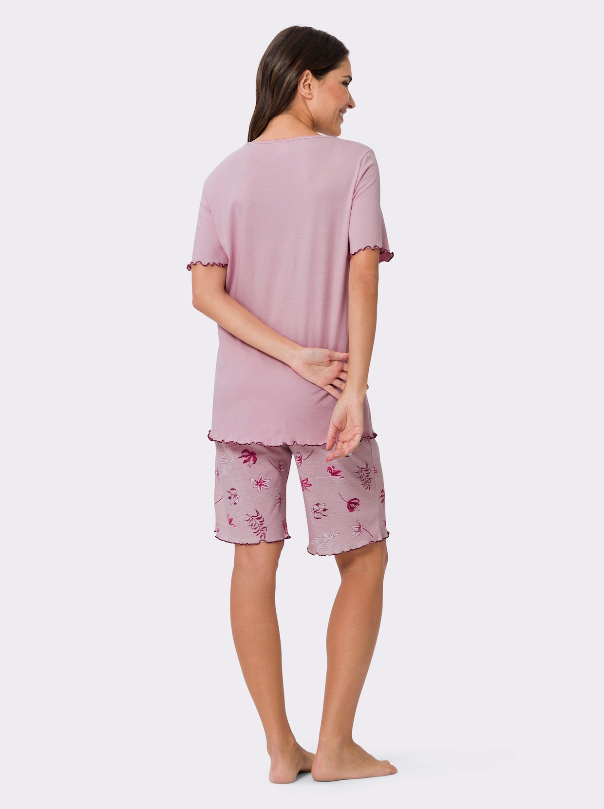 Kortärmad pyjamas - ljusrosa, tryckt