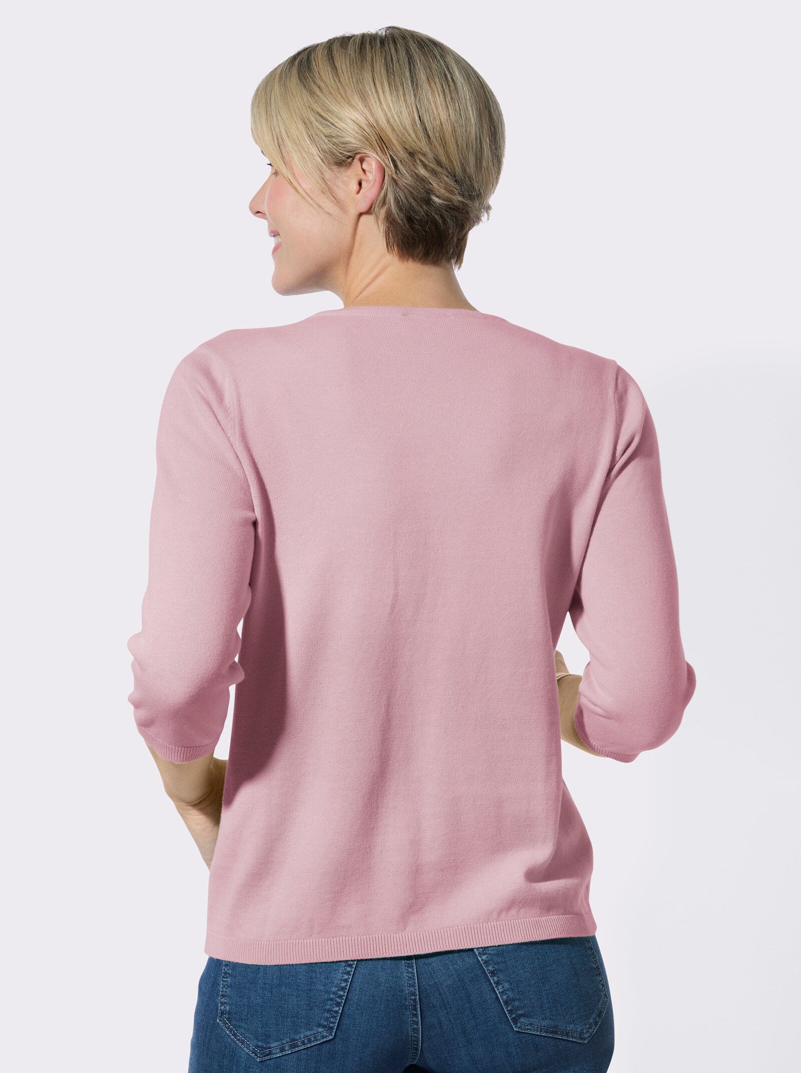 V-Ausschnitt-Pullover in formstabiler Qualität - rosé