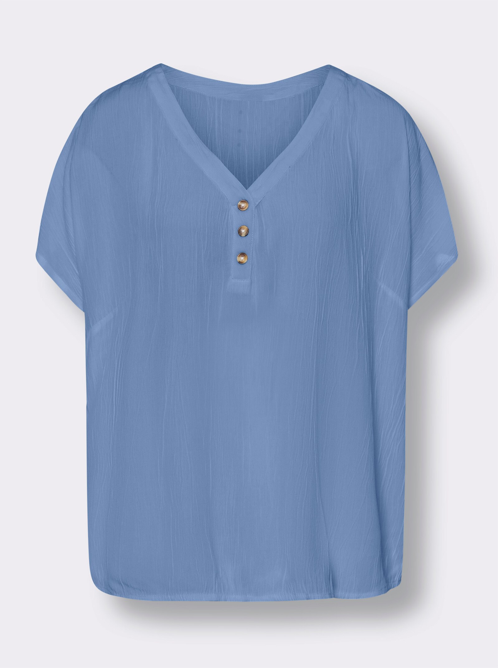 heine Schlupfbluse mit Zier-Knopfleiste - himmelblau