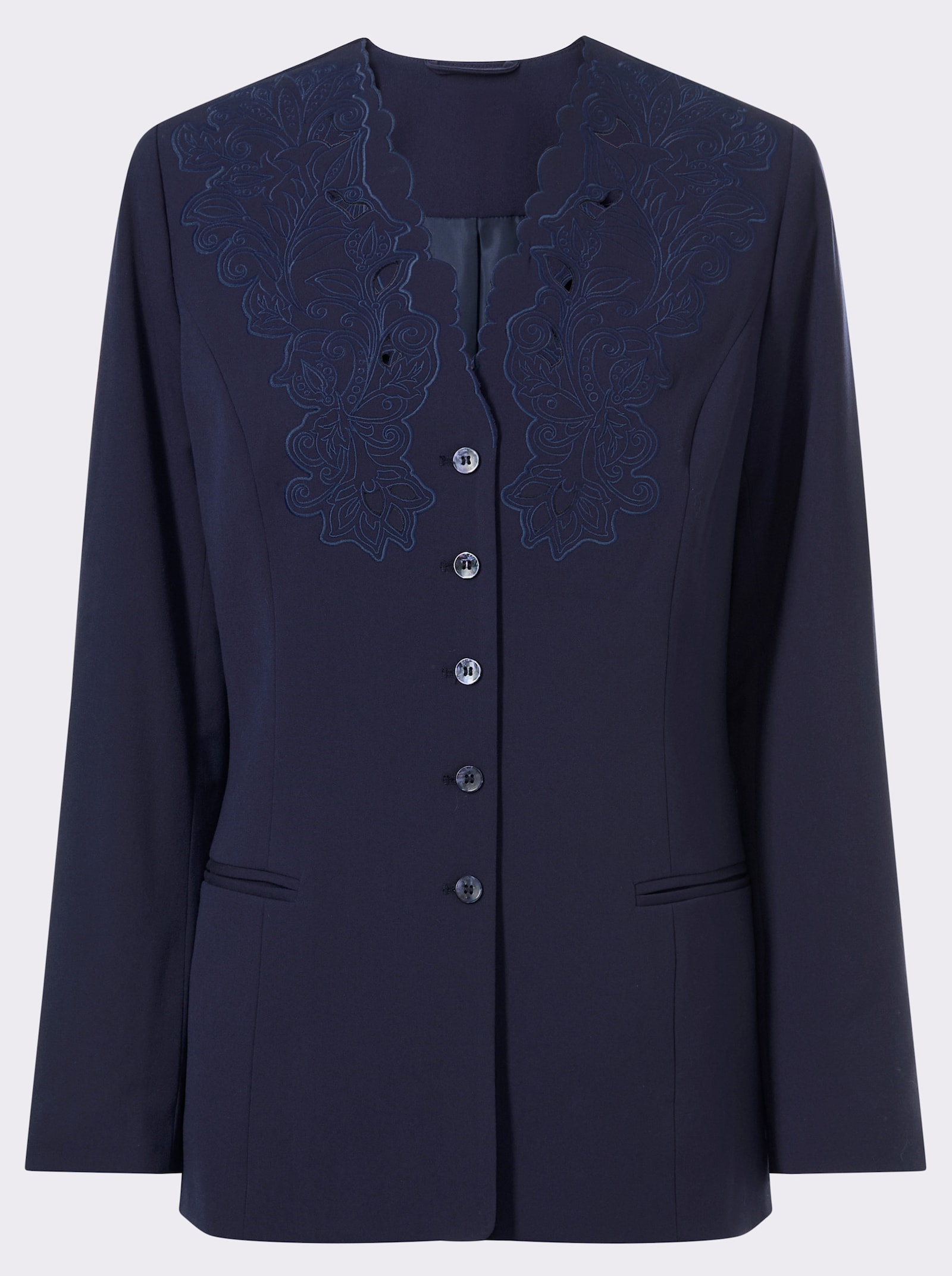 Longblazer mit Stickerei - marine