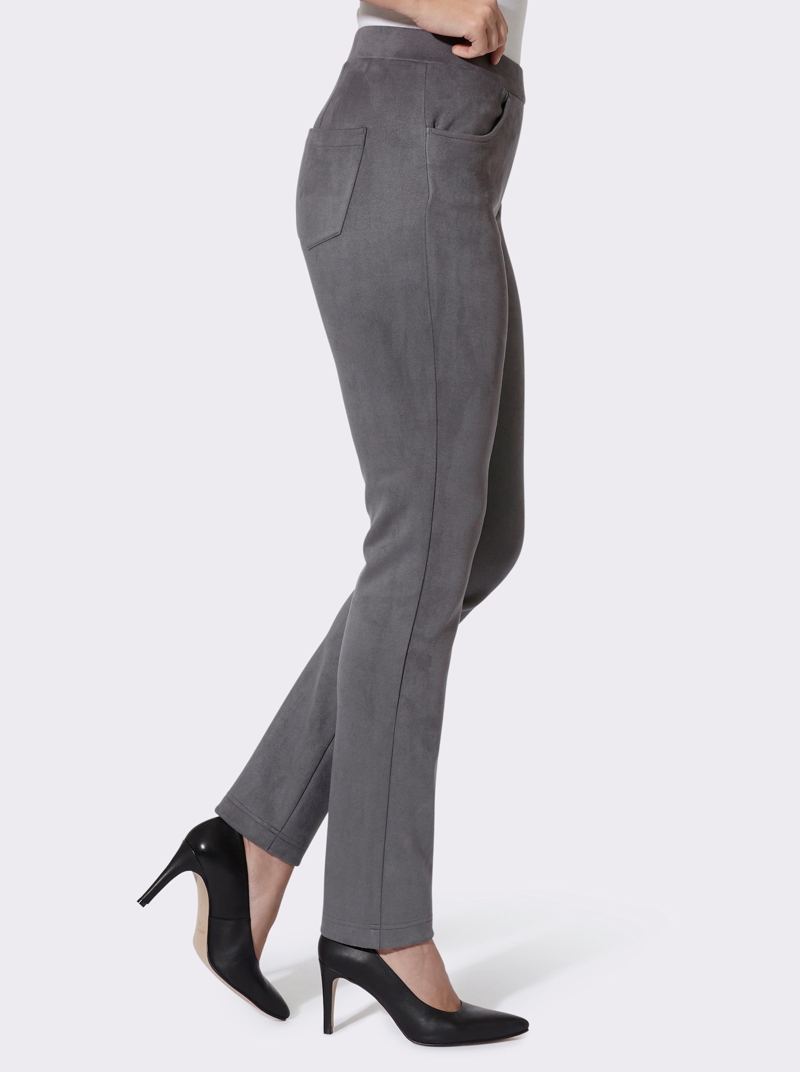 heine Schlupfhose aus Veloursleder-Imitat - anthrazit