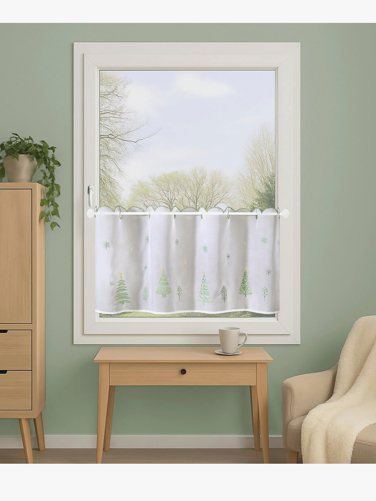 heine home Kurzgardine - weiß-grün