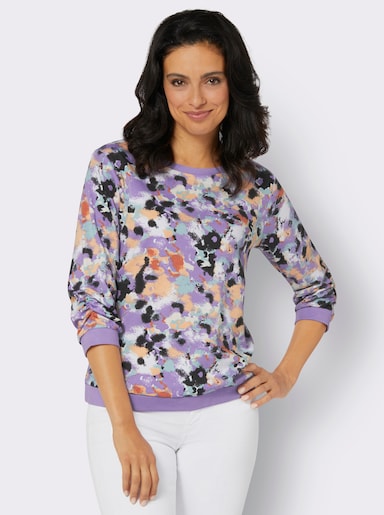 Sweatshirt - aprikos-lavendel-med tryck