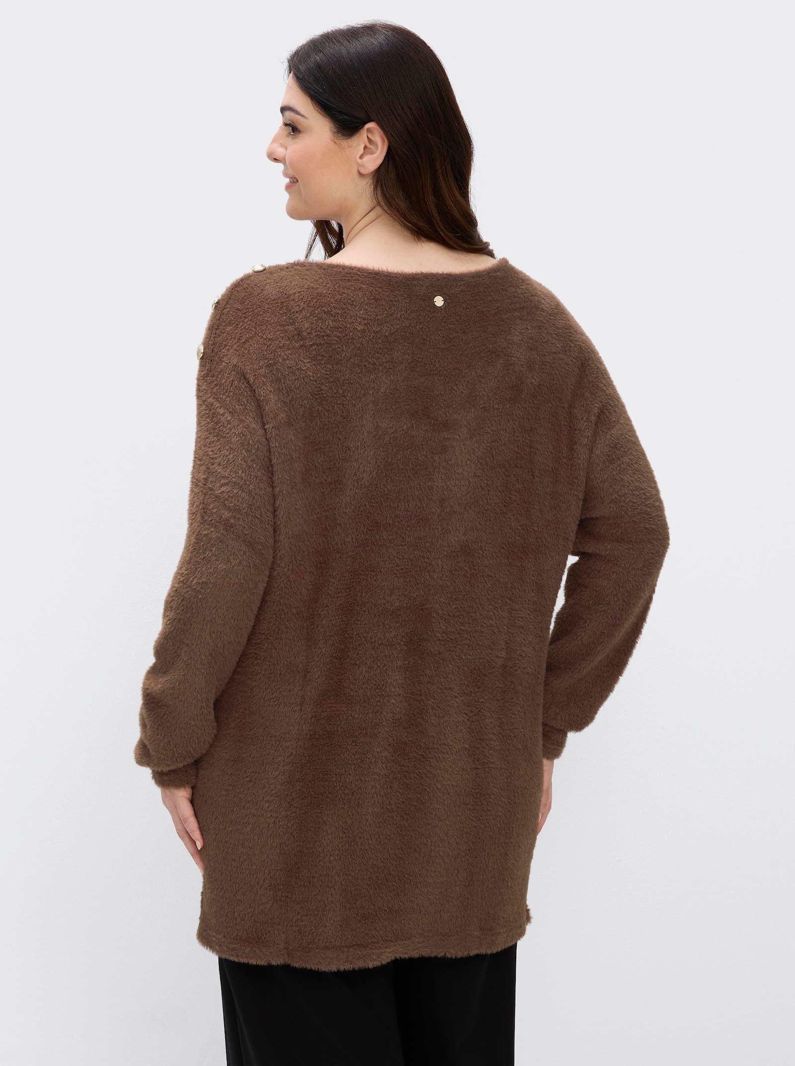 sheego Feinstrickpullover mit U-Boot-Ausschnitt - schoko