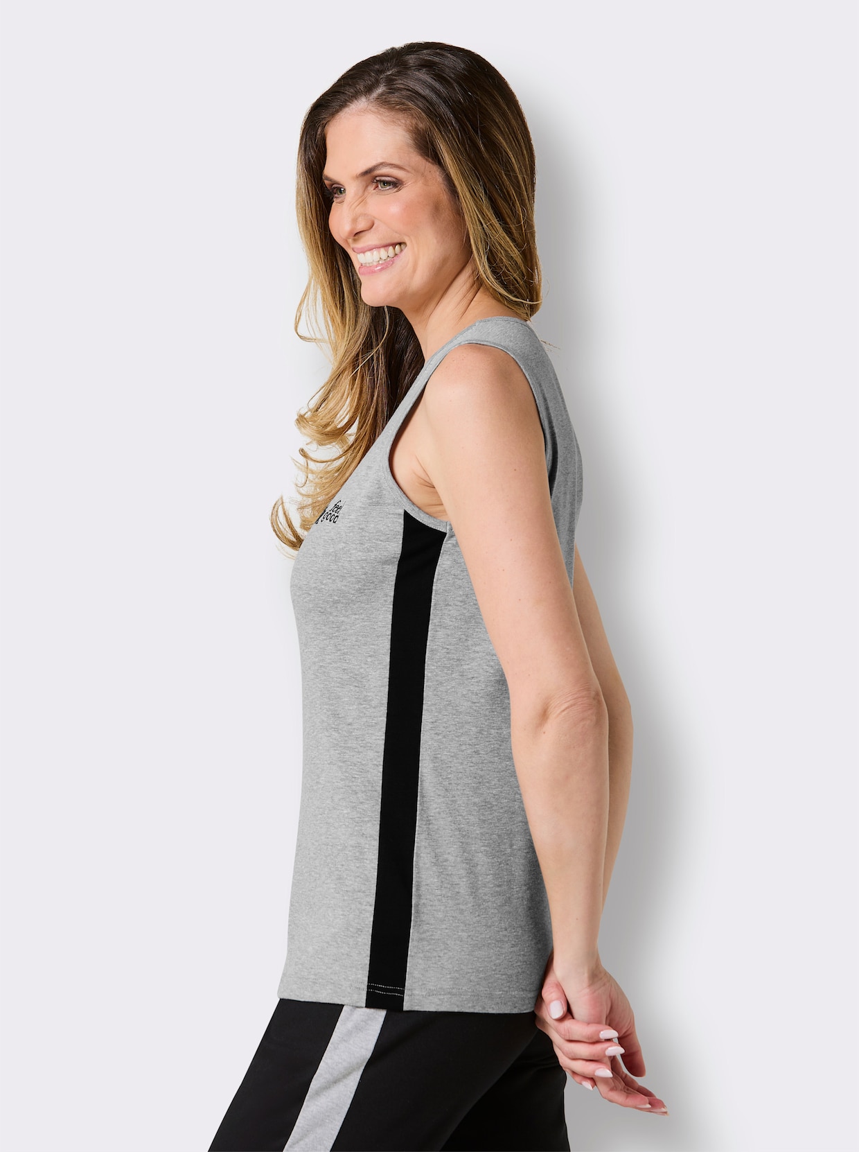 feel good Shirt - grau-meliert-schwarz