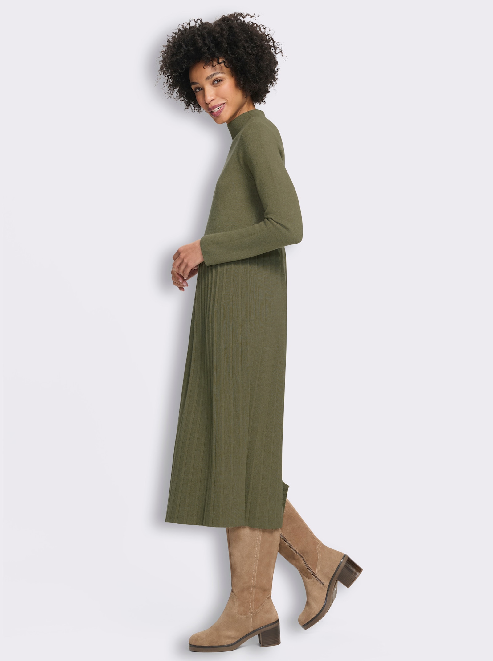 heine Strickkleid in Melange-Optik - khaki-meliert