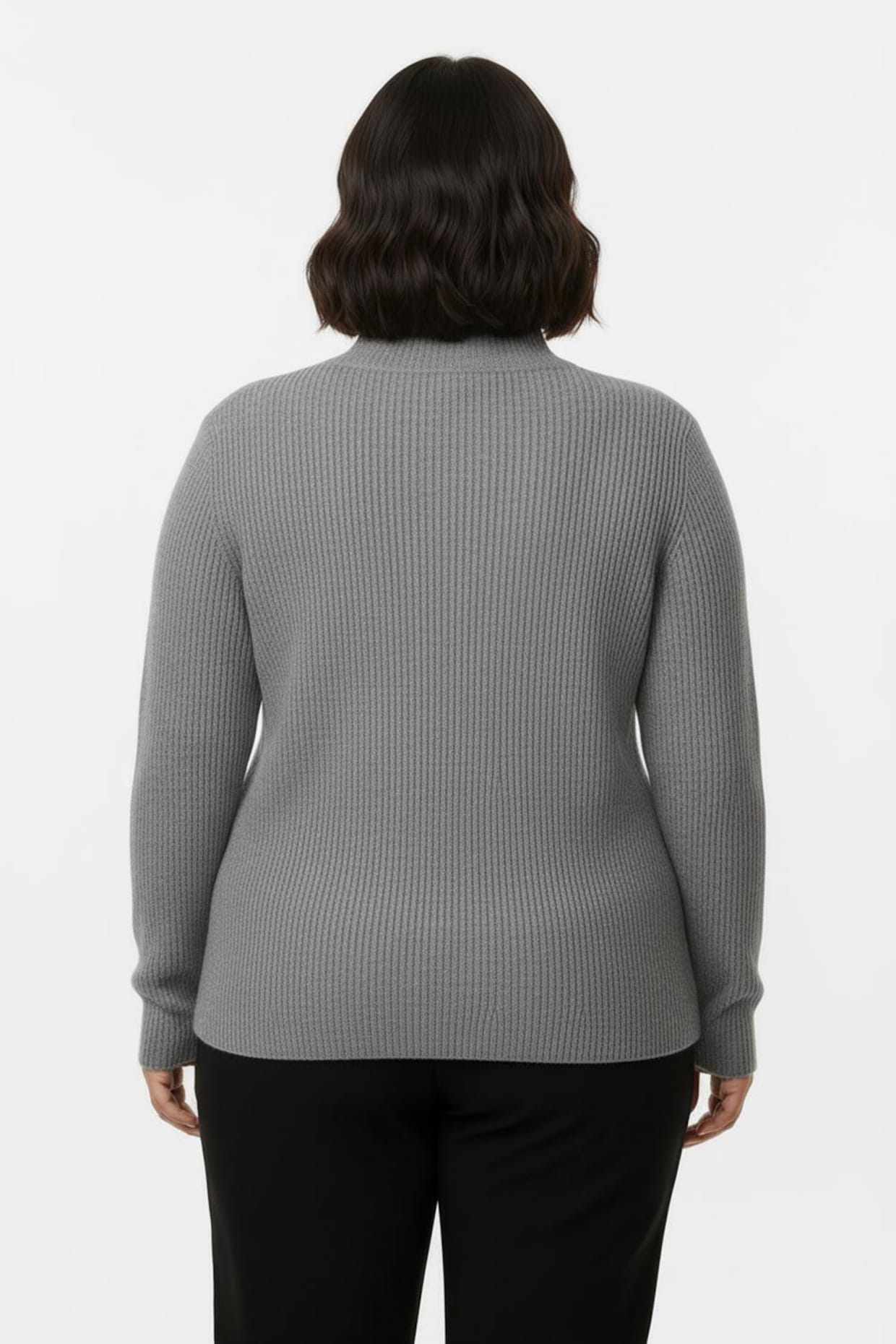 Stehkragenpullover mit Baumwolle - grau-meliert