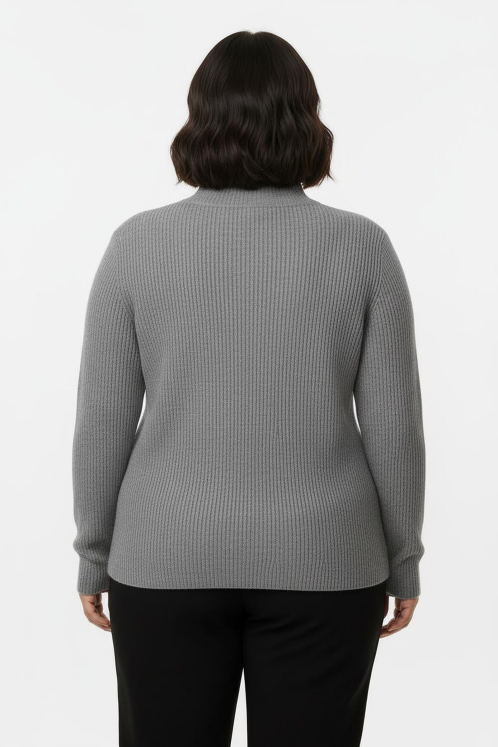 Stehkragenpullover mit Baumwolle - grau-meliert