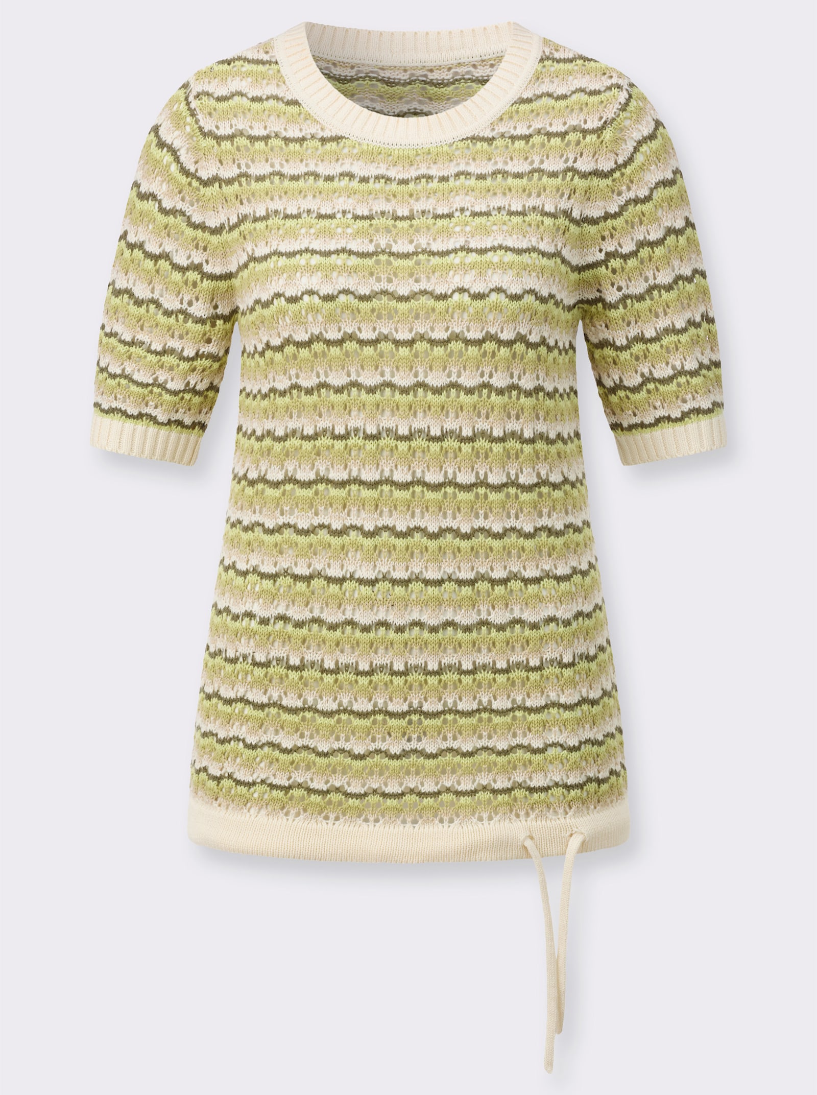 Pulóver, ažúr, viazačka na leme - Lipovozelená-šampanská