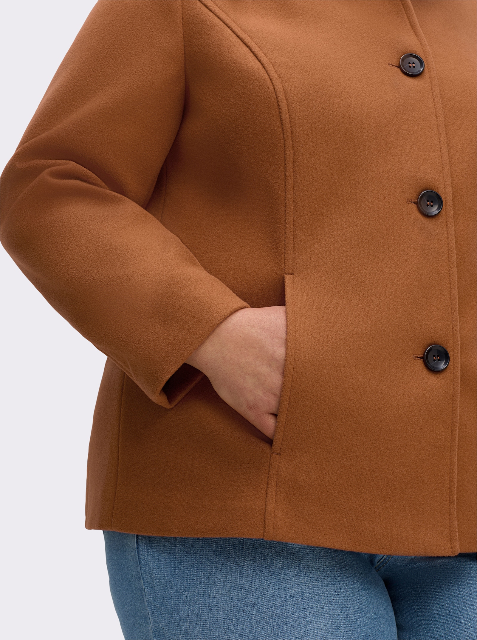 Jacke mit Schmuckknöpfen - cognac