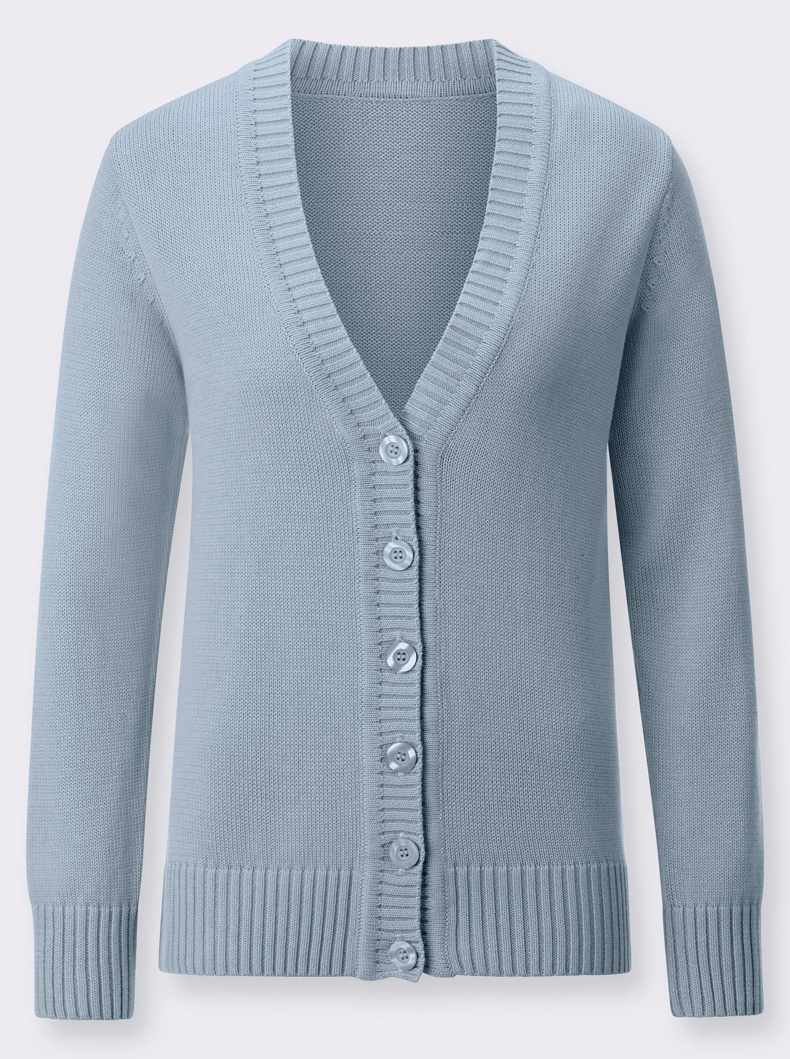 Strickjacke mit farblich abgestimmten Knöpfen - eisblau