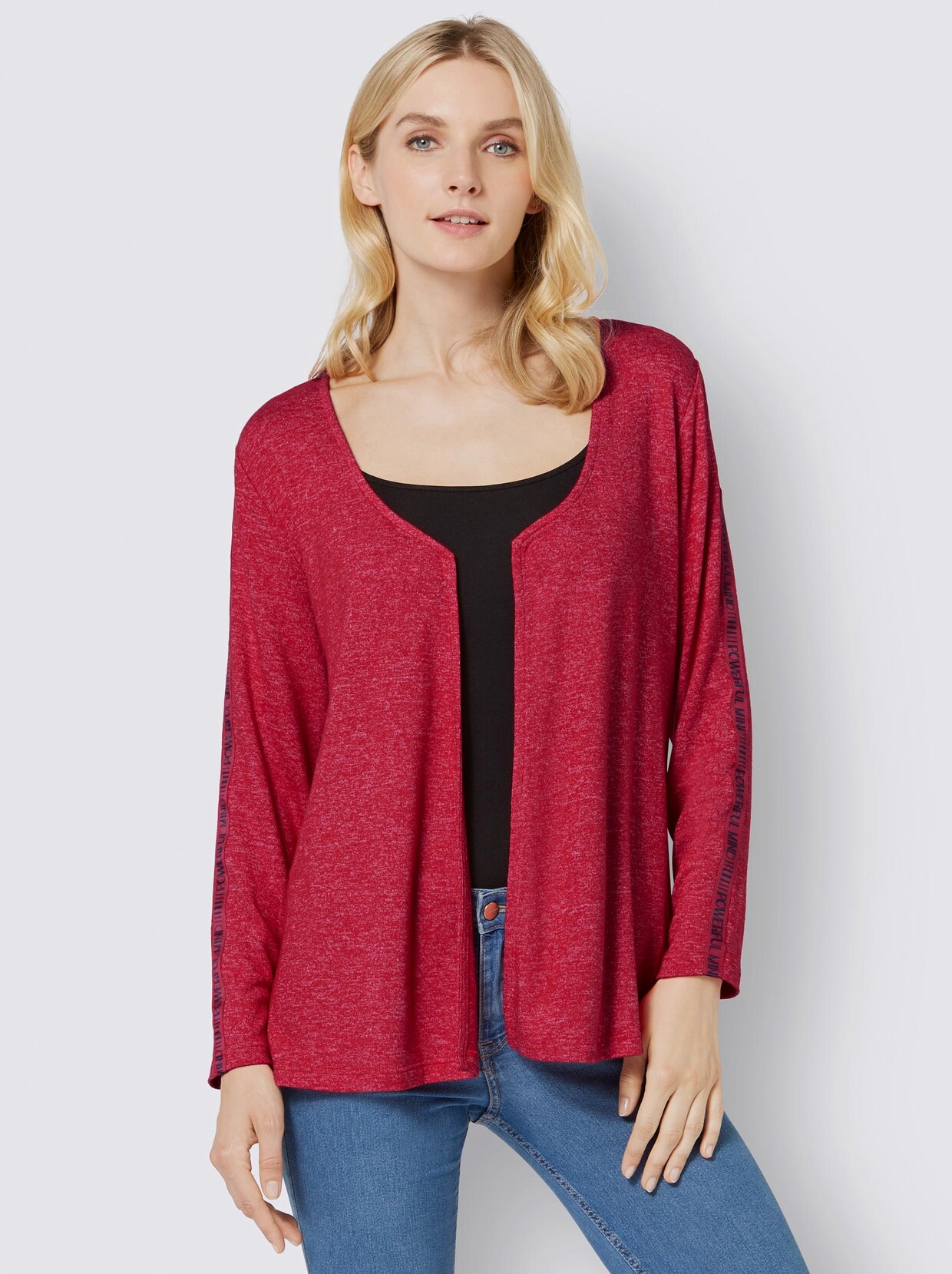 Shirtjacke - rot-meliert