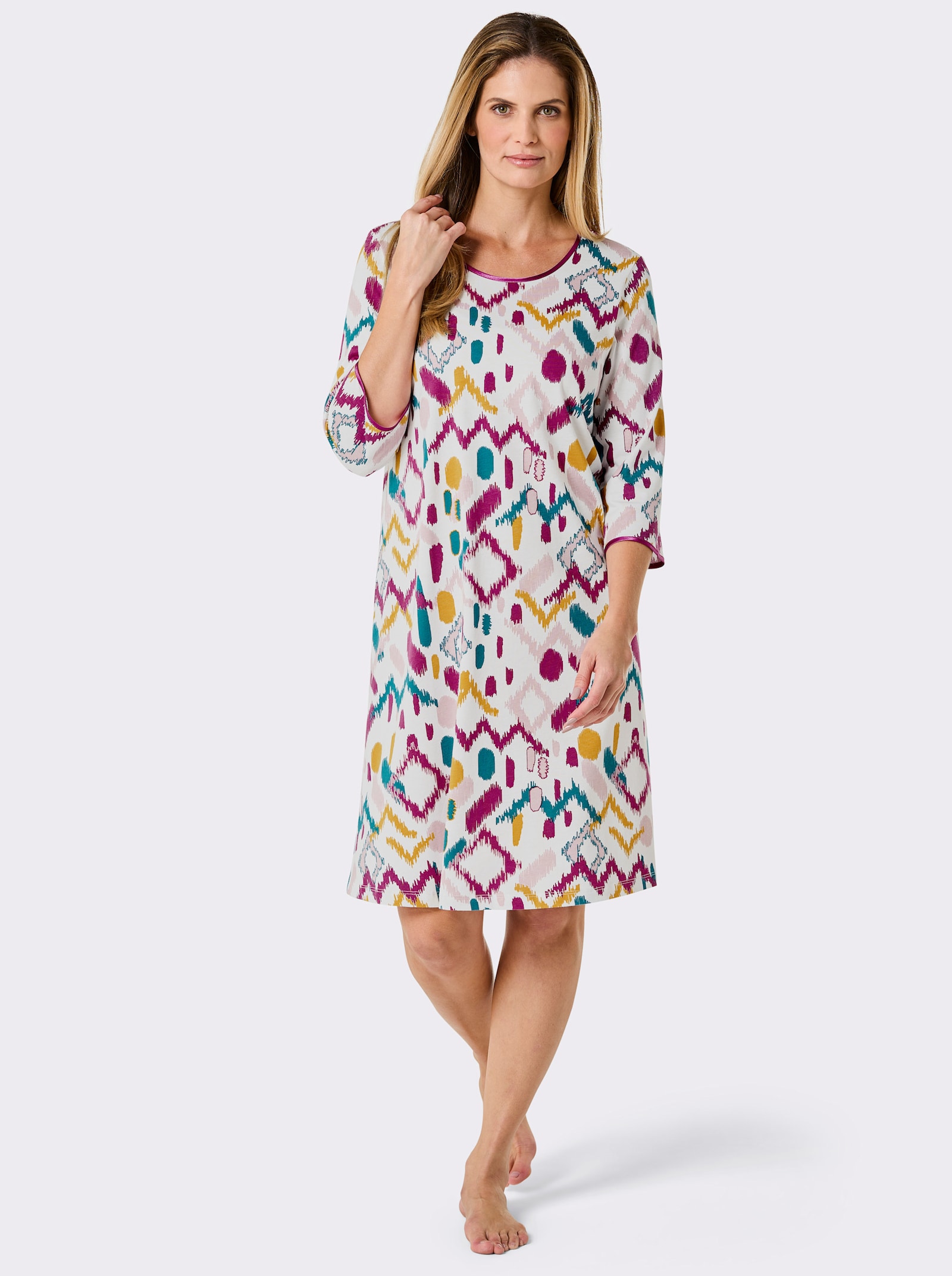 wäschepur Sleepshirt - ecru-magenta-bedruckt