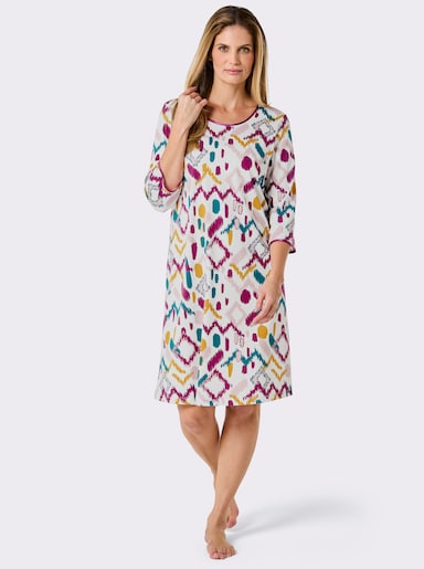 wäschepur Sleepshirt - ecru-magenta-bedruckt