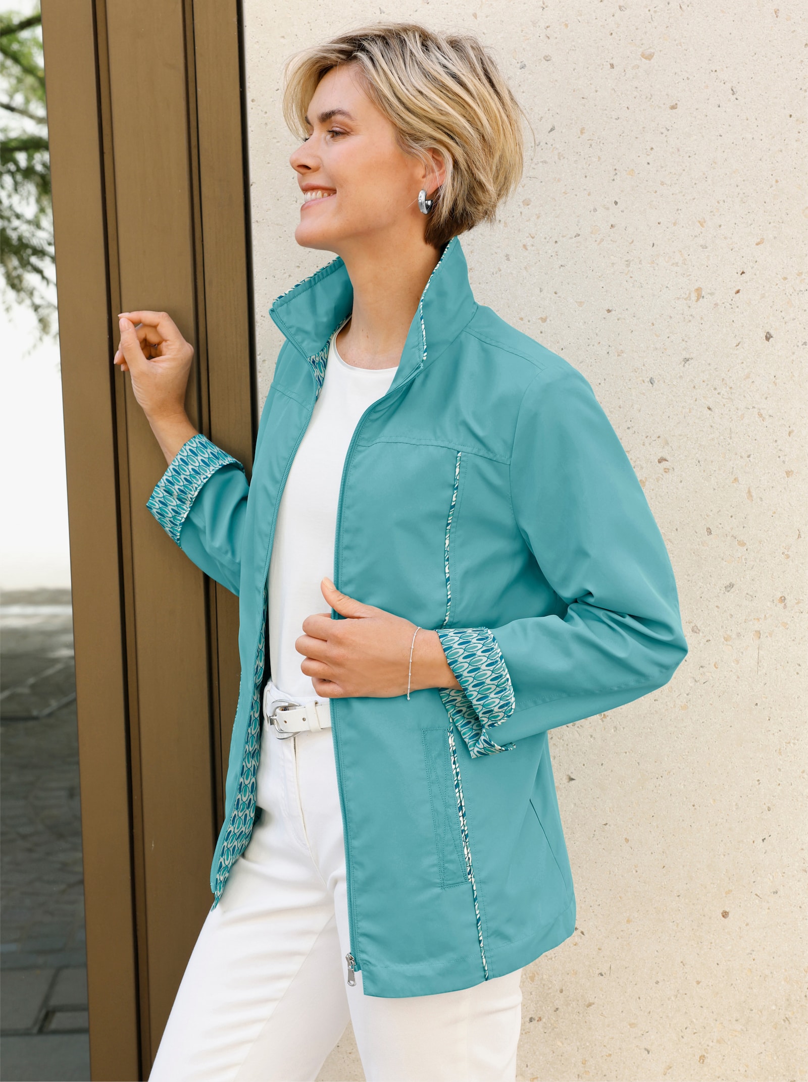 Übergangsjacke mit Cord-Paspelierungen - ozean