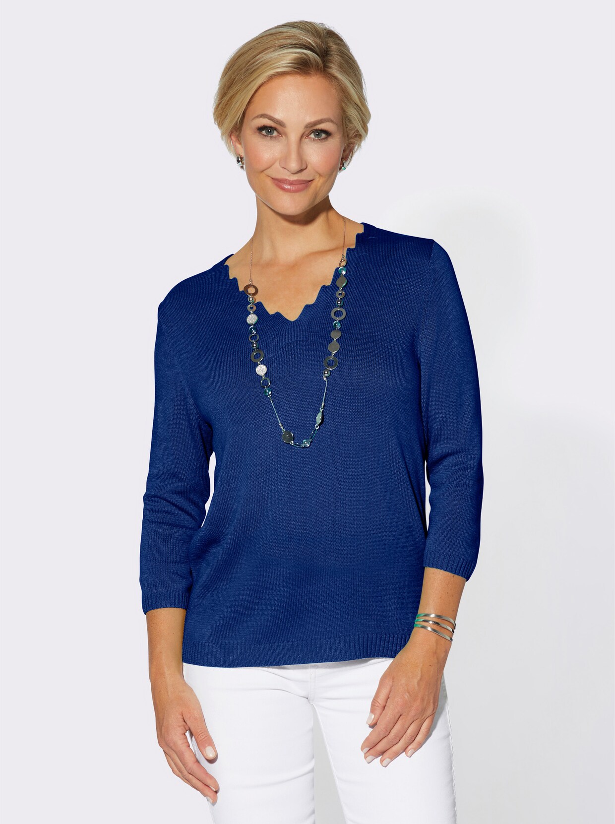 Pullover met 3/4-mouwen - koningsblauw